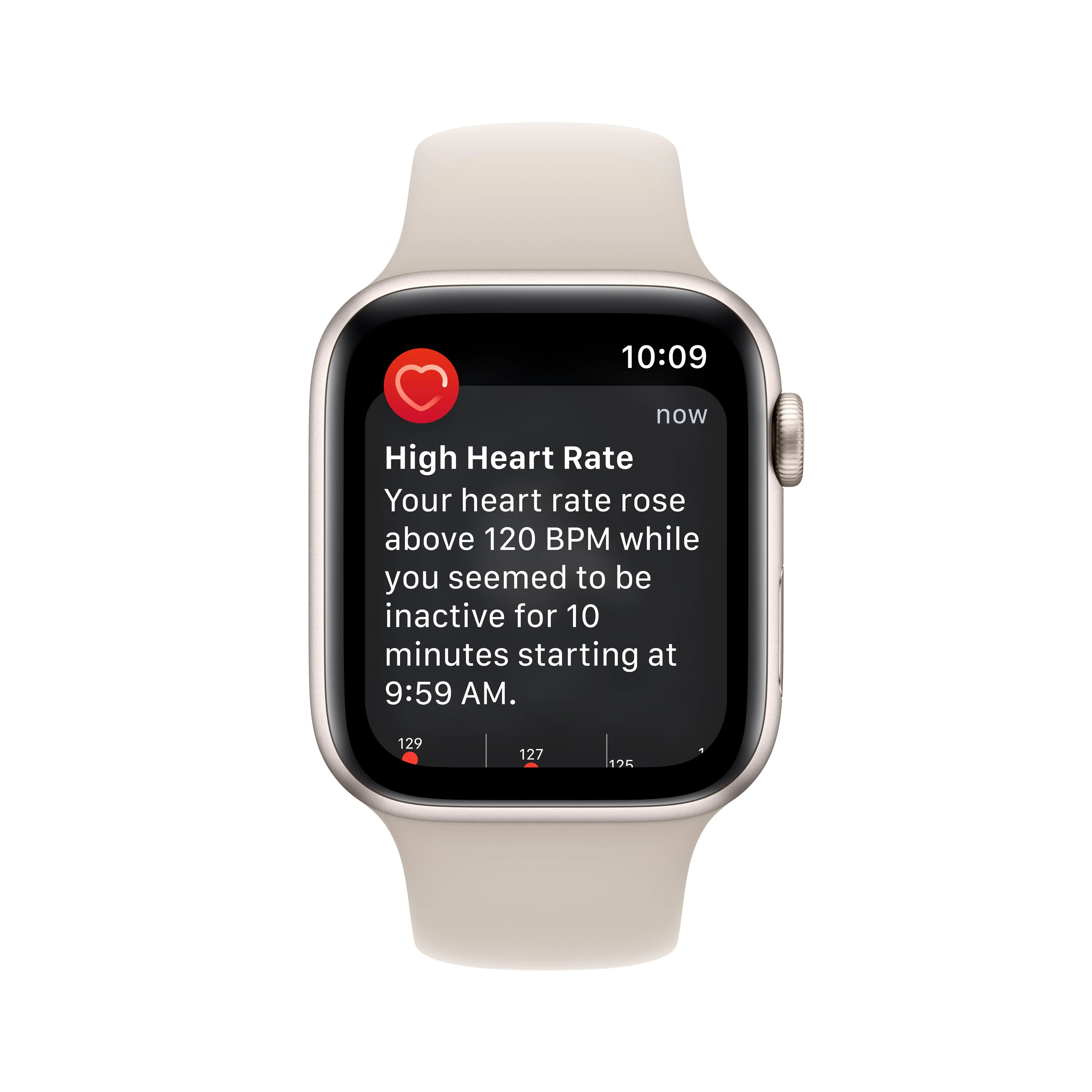 Apple Watch SE GPS 44mm Starlight Aluminium Case with Starlight Sport Band - Regular - Image 6
