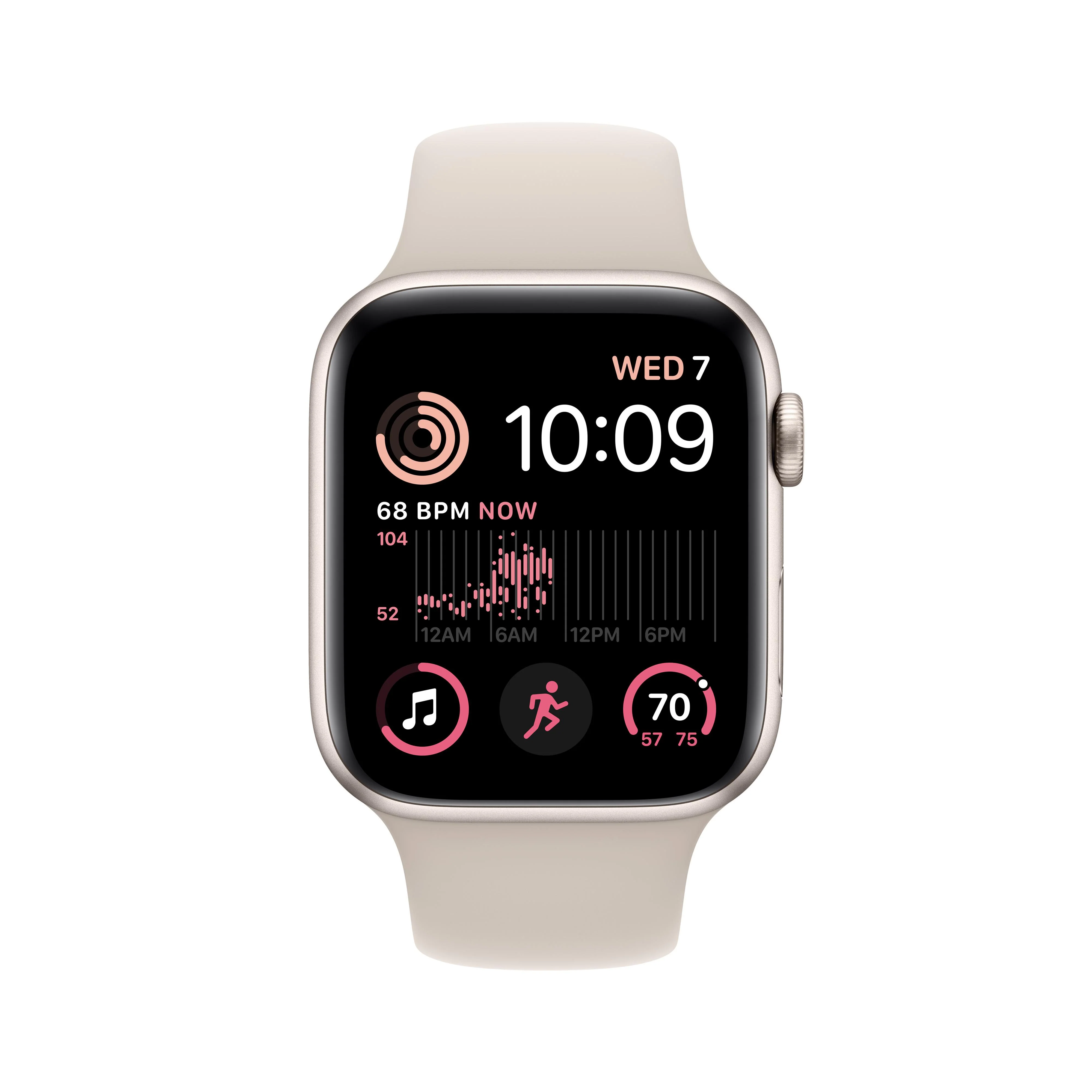 Apple Watch SE GPS + Cellular 44mm Starlight Aluminium Case with Starlight Sport Band - Regular - Image 2