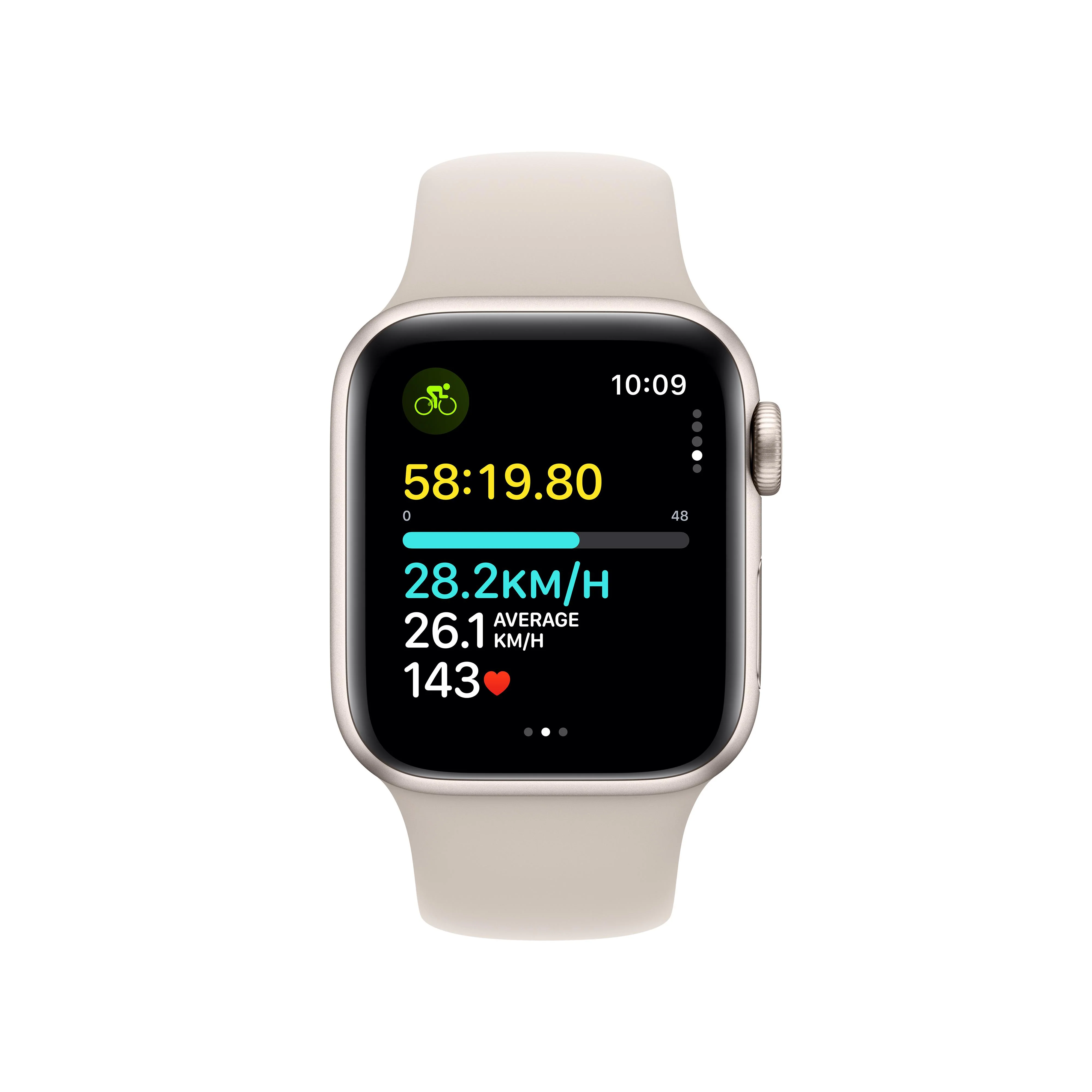 Apple Watch SE GPS 40mm Starlight Aluminium Case with Starlight Sport Band - S/M - Image 6