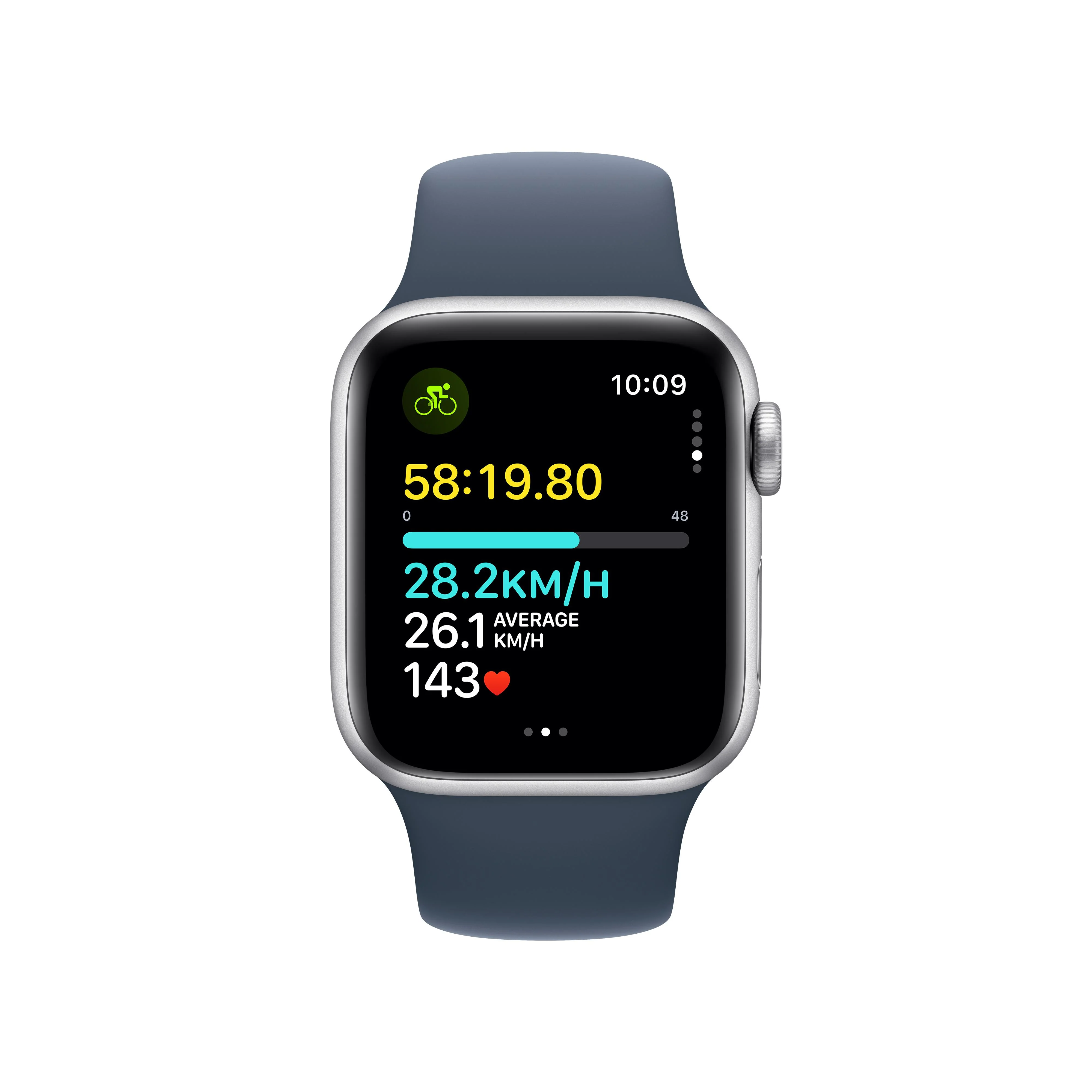 Apple Watch SE GPS 40mm Silver Aluminium Case with Storm Blue Sport Band - S/M - Image 6