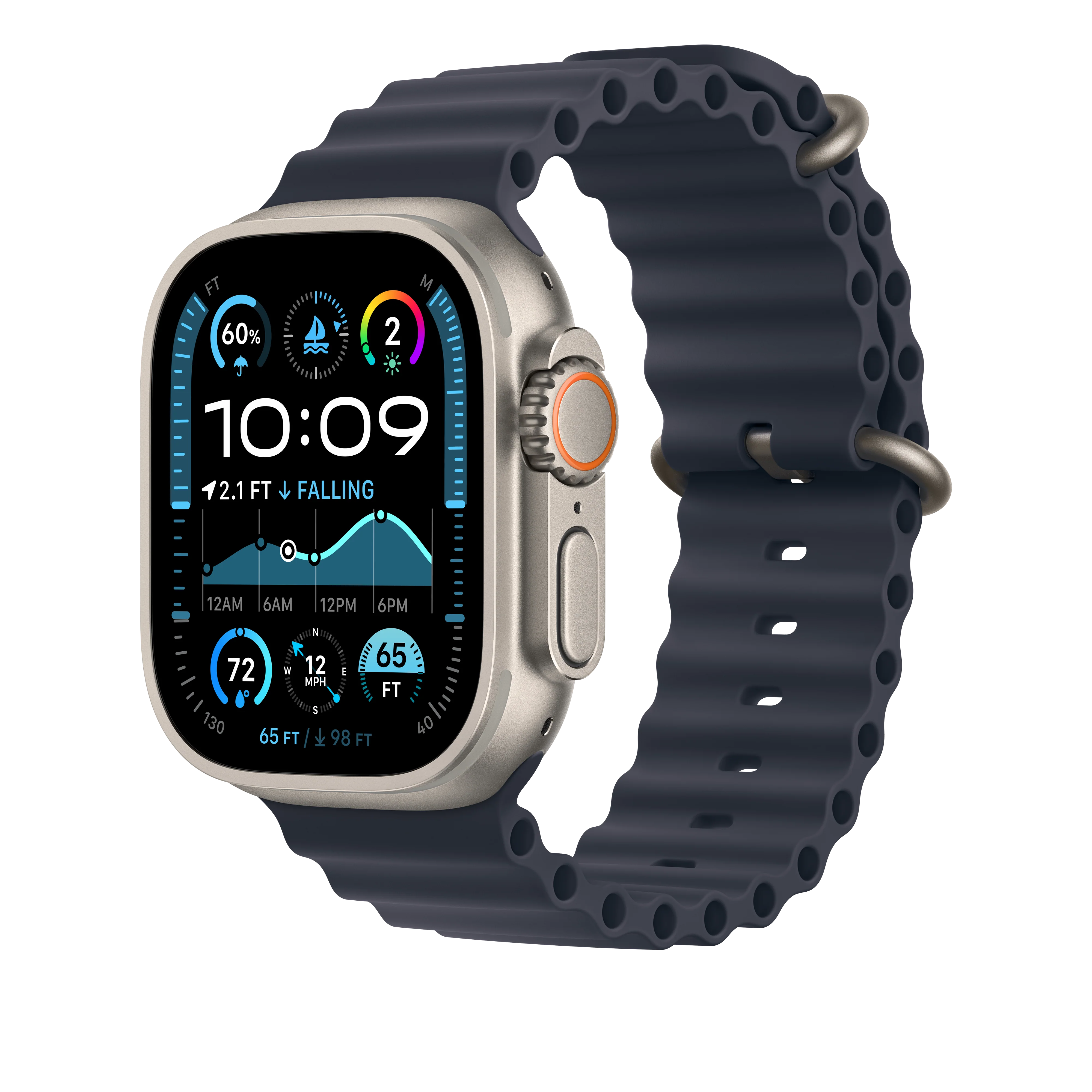 49mm Navy Ocean Band Extension - Natural Titanium Finish - Image 2