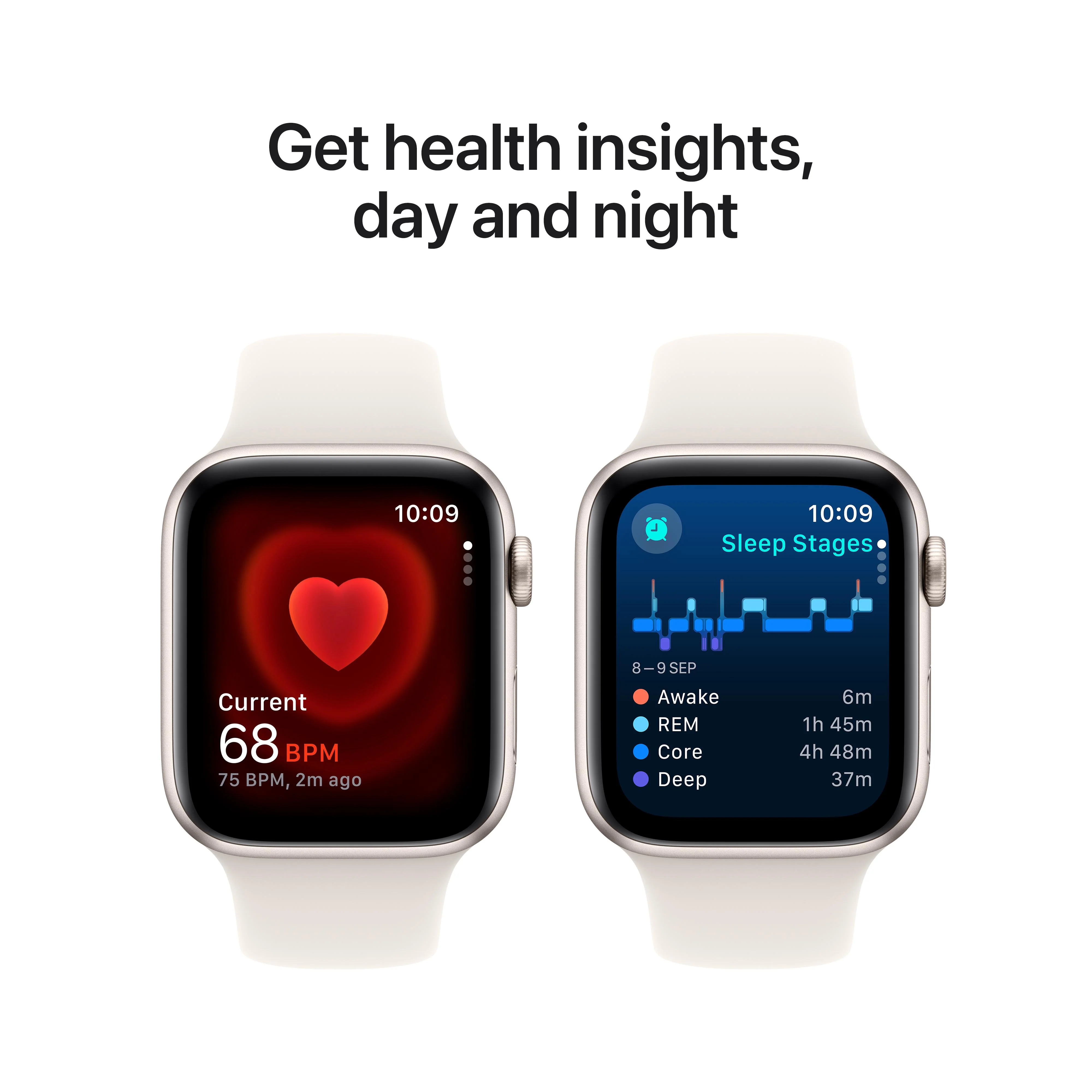 Apple Watch SE GPS 44mm Starlight Aluminium Case with Starlight Sport Band - S/M - Image 5