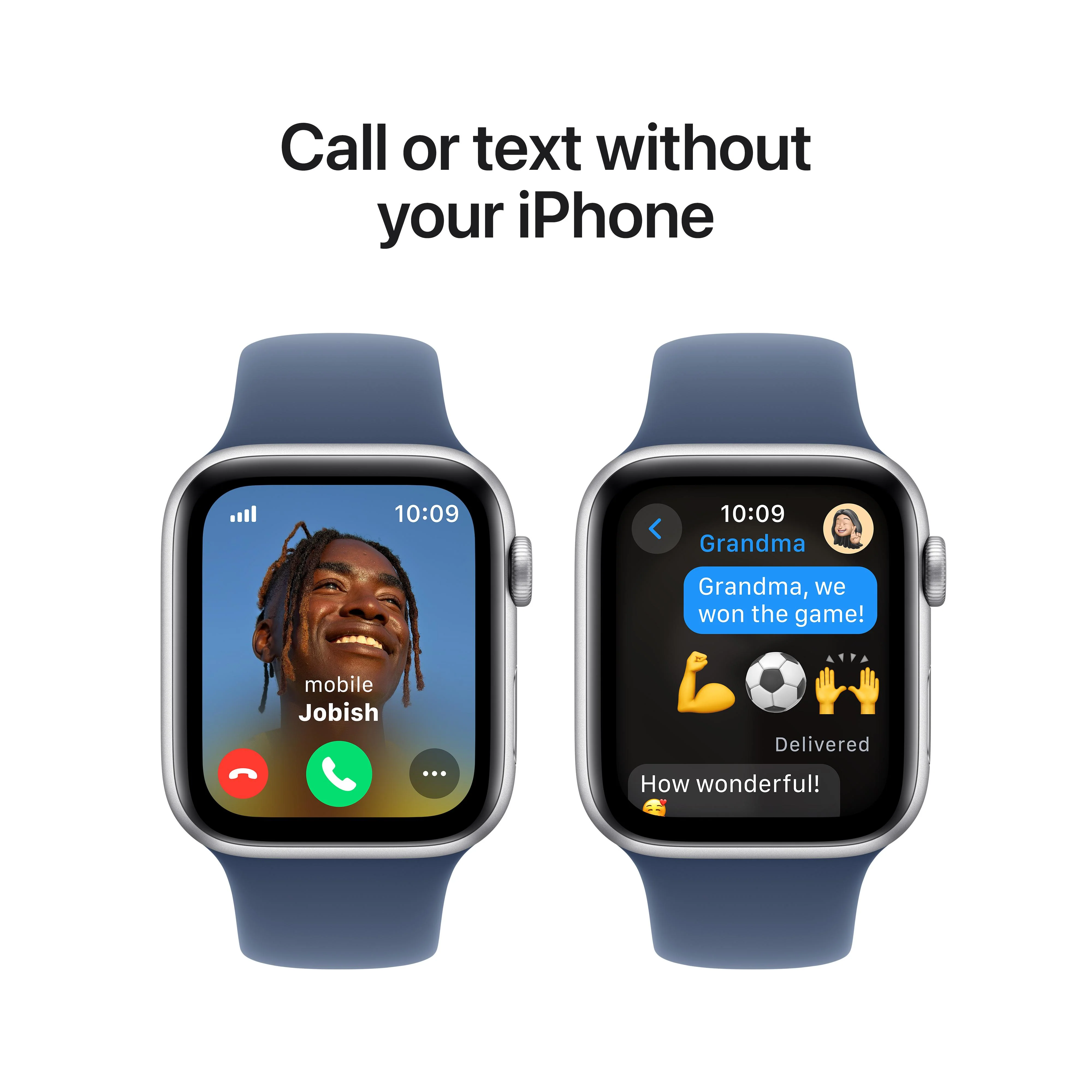Apple Watch SE GPS + Cellular 44mm Silver Aluminium Case with Denim Sport Band - S/M - Image 4