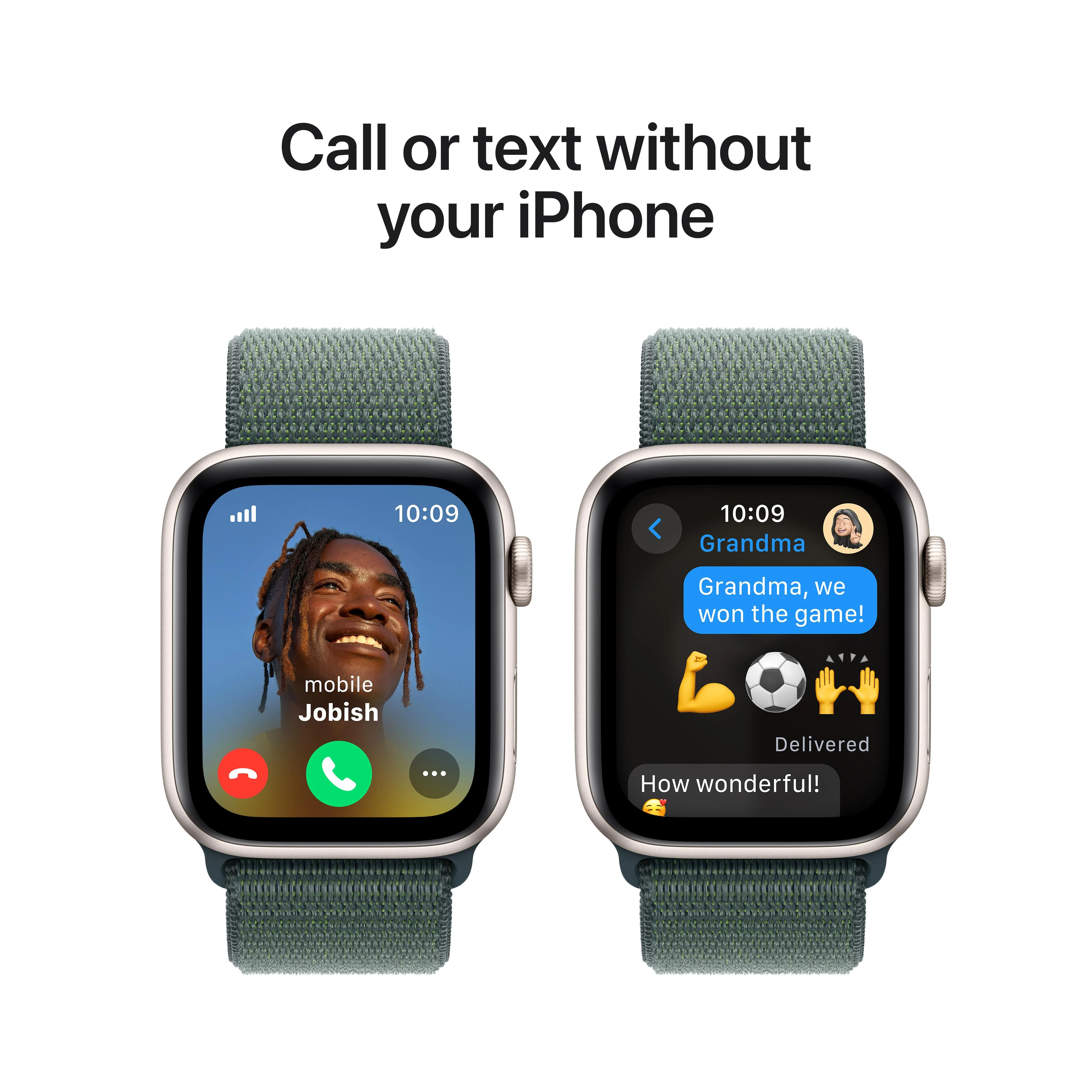 Apple Watch SE GPS + Cellular 44mm Starlight Aluminium Case with Lake Green Sport Loop - Image 4