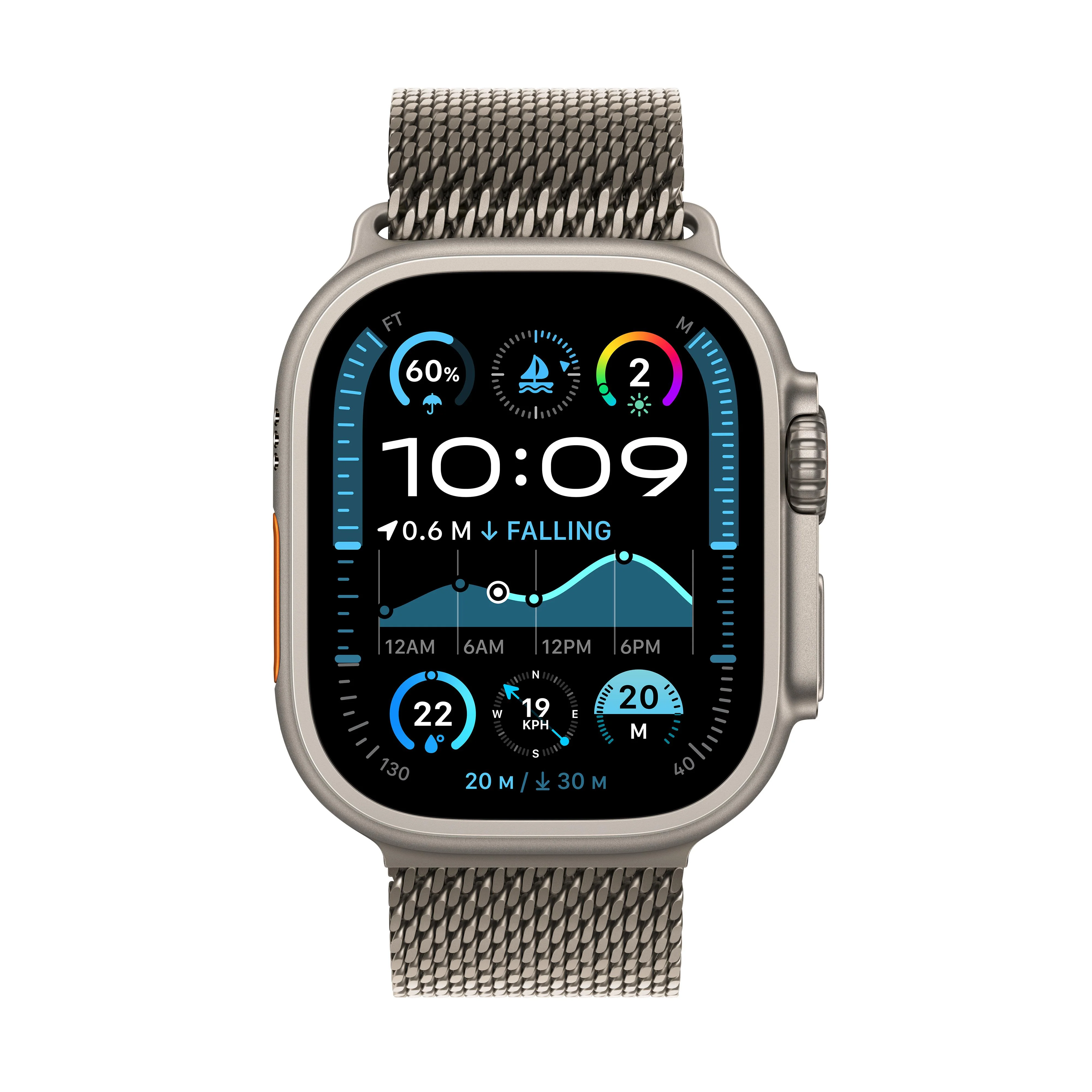 Apple Watch Ultra 2 GPS + Cellular 49mm Natural Titanium Case with Natural Titanium Milanese Loop - Large - Image 2