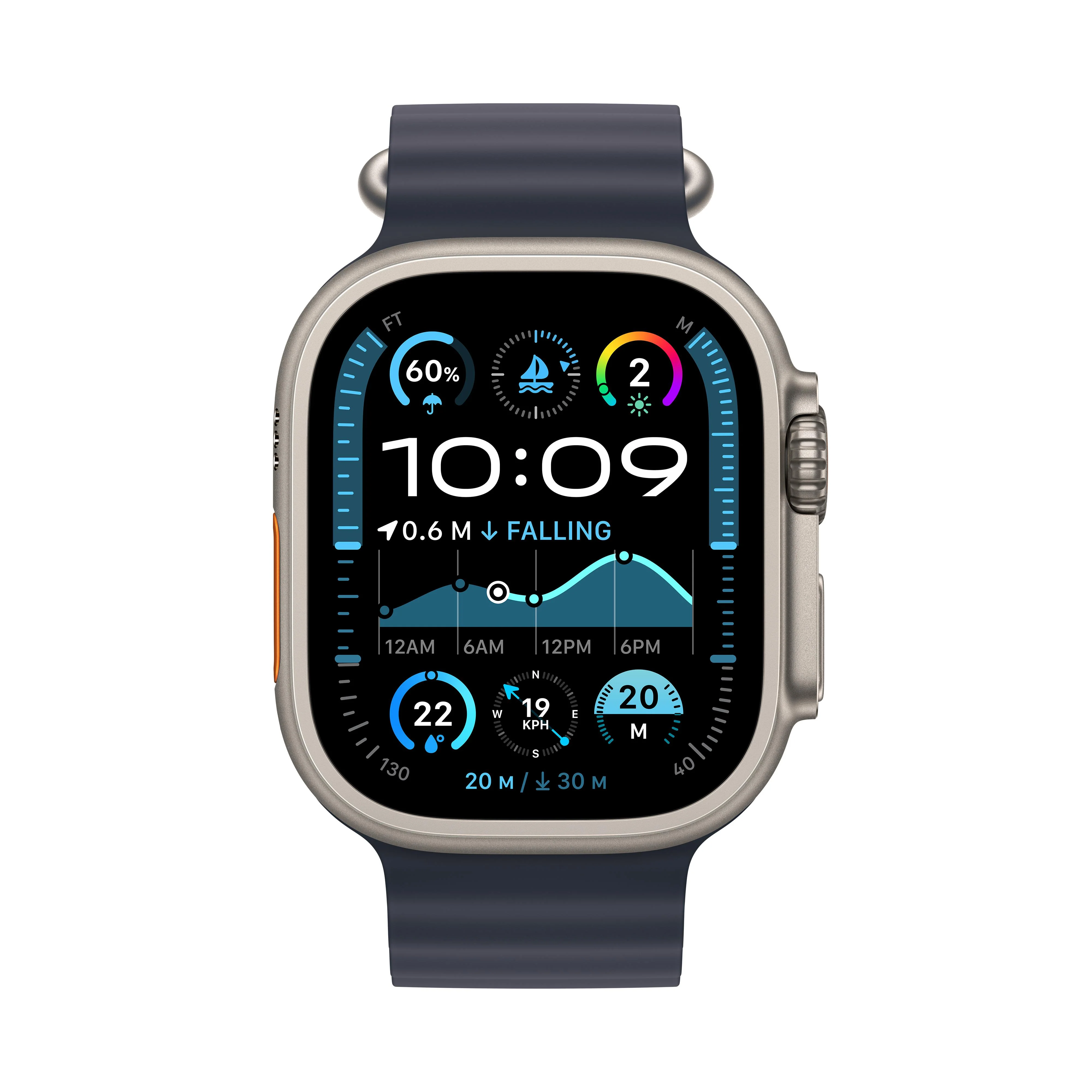 Apple Watch Ultra 2 GPS + Cellular 49mm Black Titanium Case with Black Ocean Band - Image 2