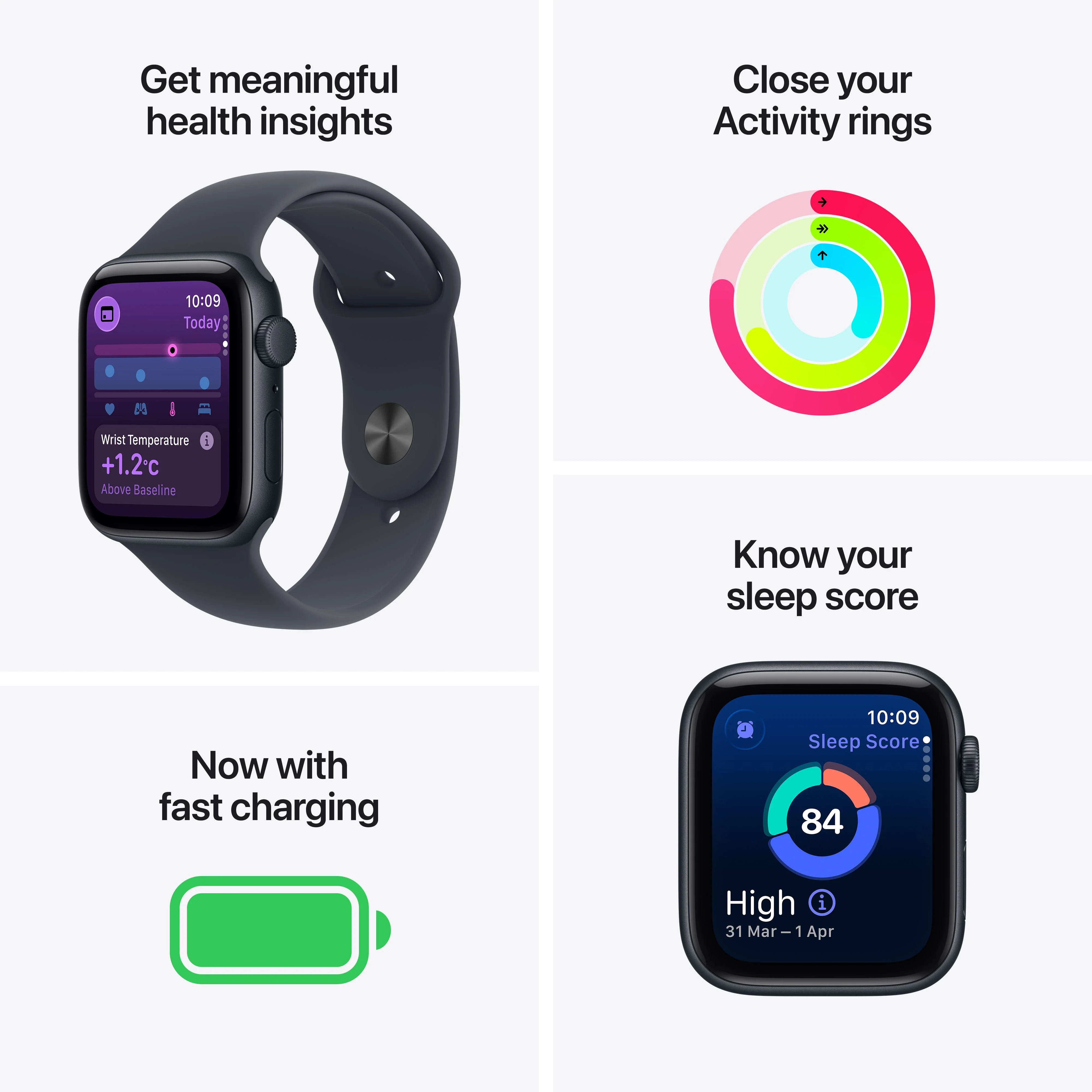 Apple Watch SE 3 GPS 44mm Midnight Aluminium Case with Midnight Sport Band - S/M - Image 3