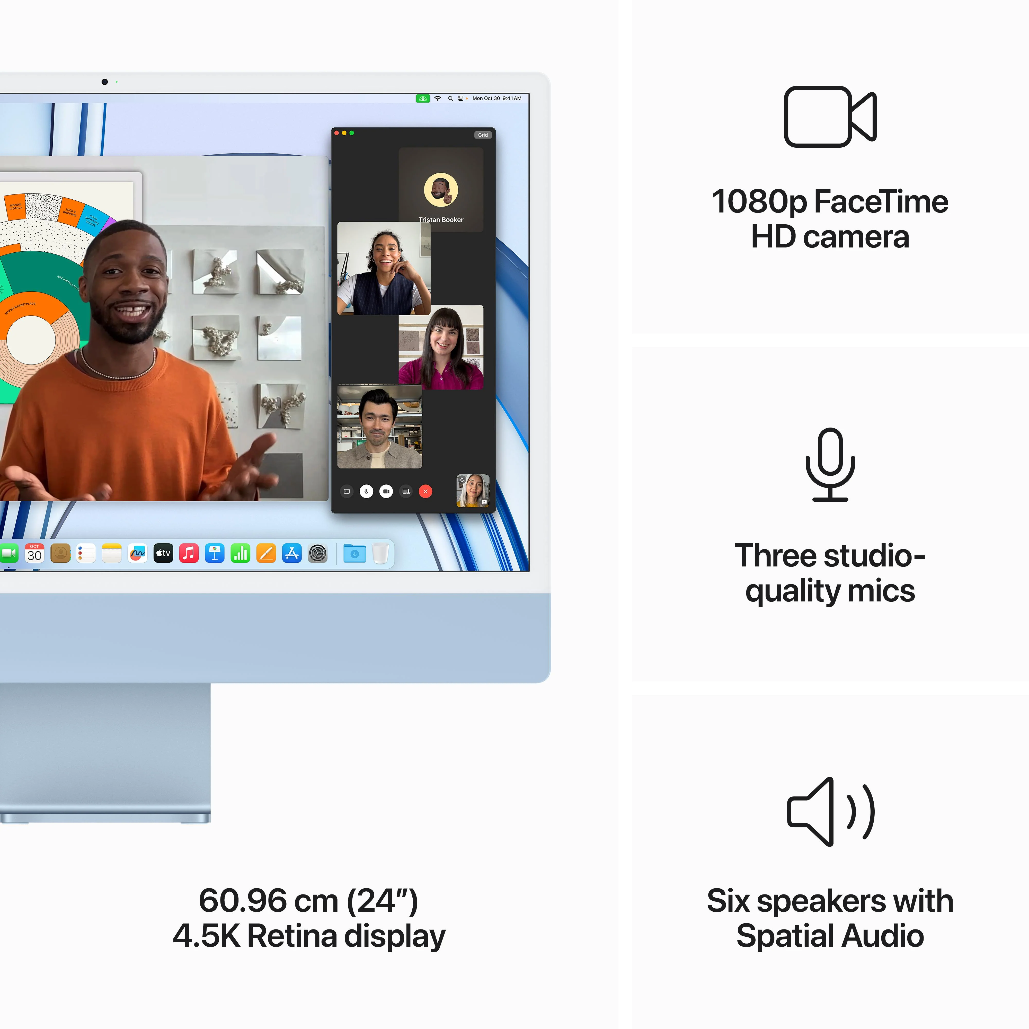 24-inch iMac with Retina 4.5K display: Apple M3 chip with 8?core CPU and 10?core GPU, 256GB SSD - Blue - Image 5