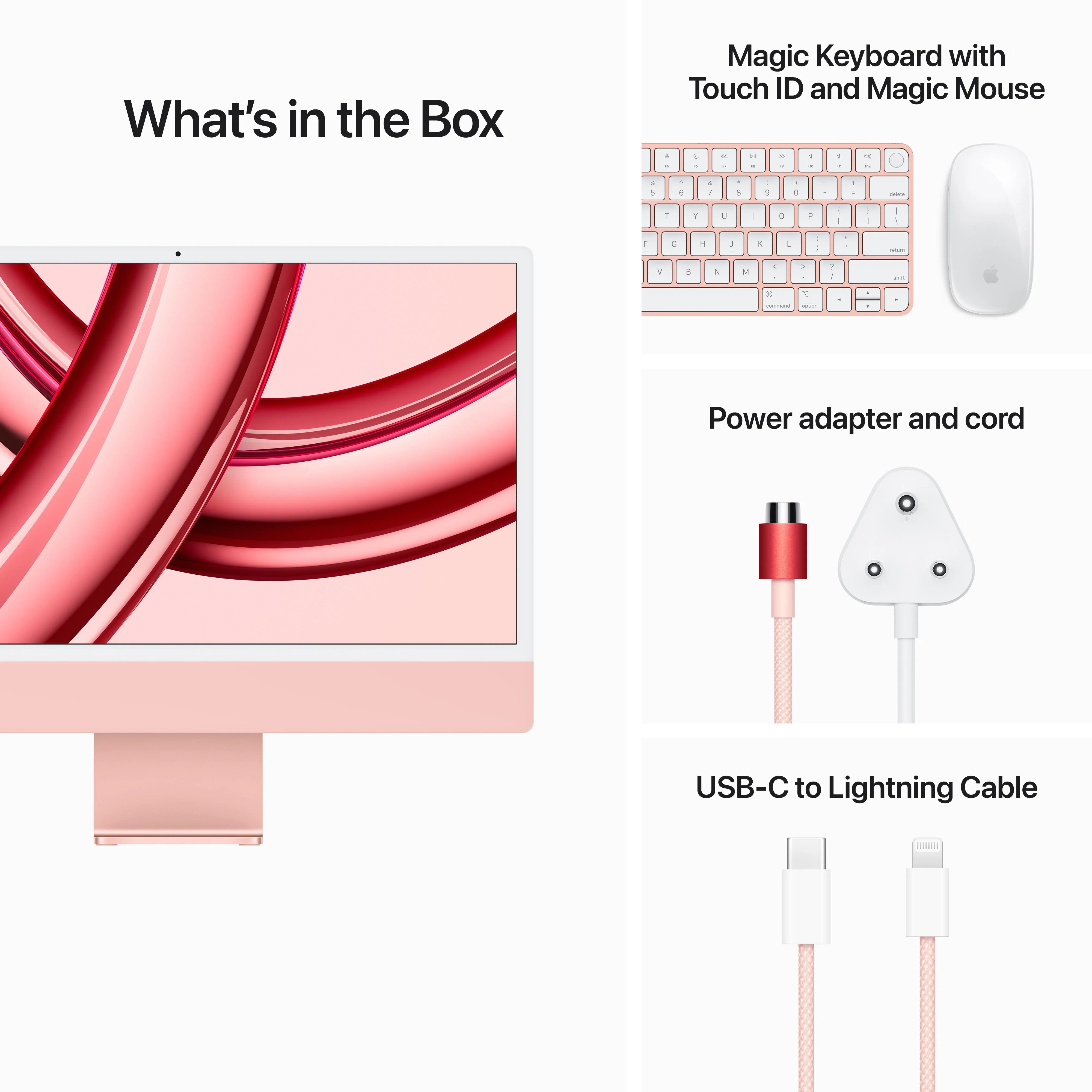 24-inch iMac with Retina 4.5K display: Apple M3 chip with 8?core CPU and 10?core GPU, 256GB SSD - Pink - Image 9