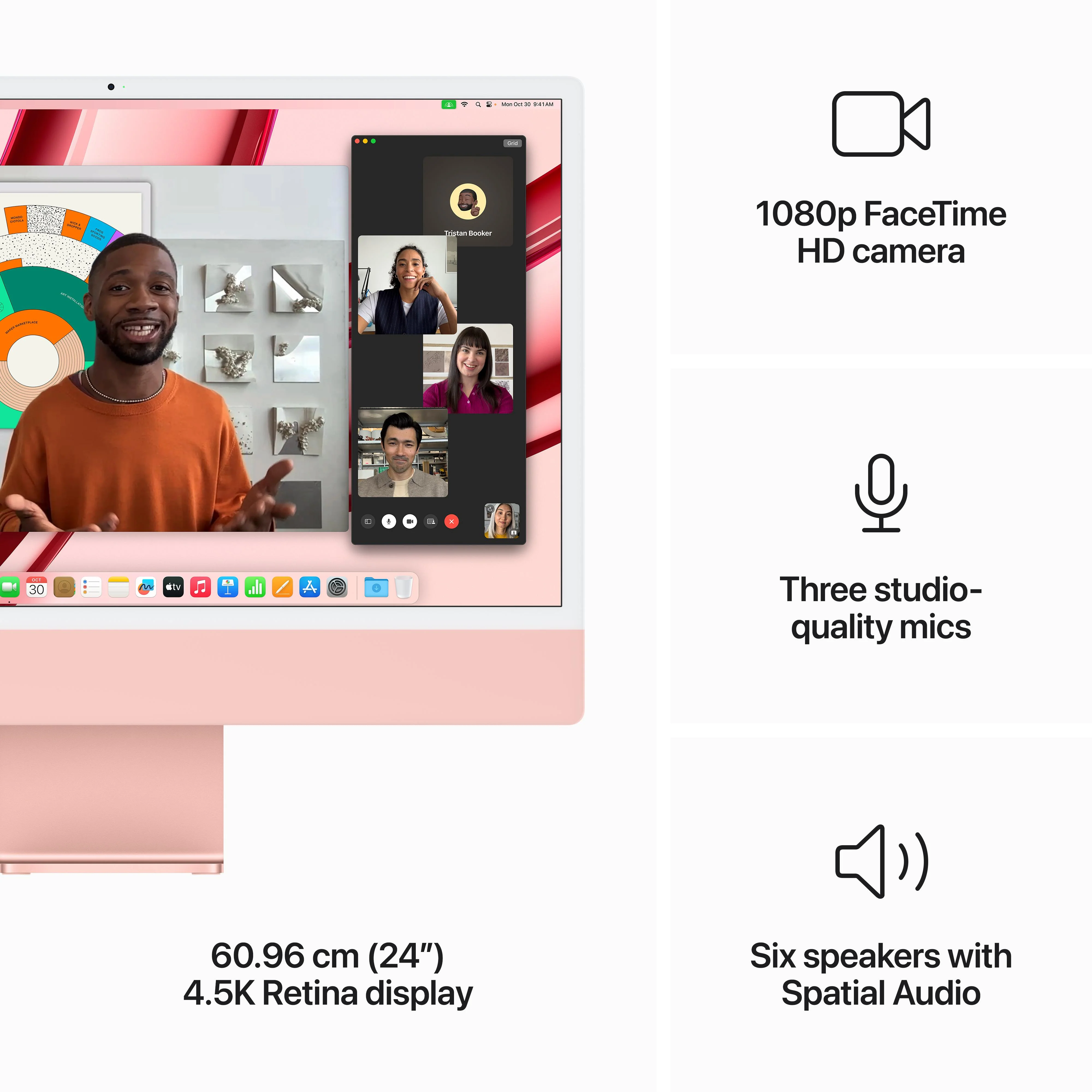 24-inch iMac with Retina 4.5K display: Apple M3 chip with 8?core CPU and 10?core GPU, 512GB SSD - Pink - Image 5