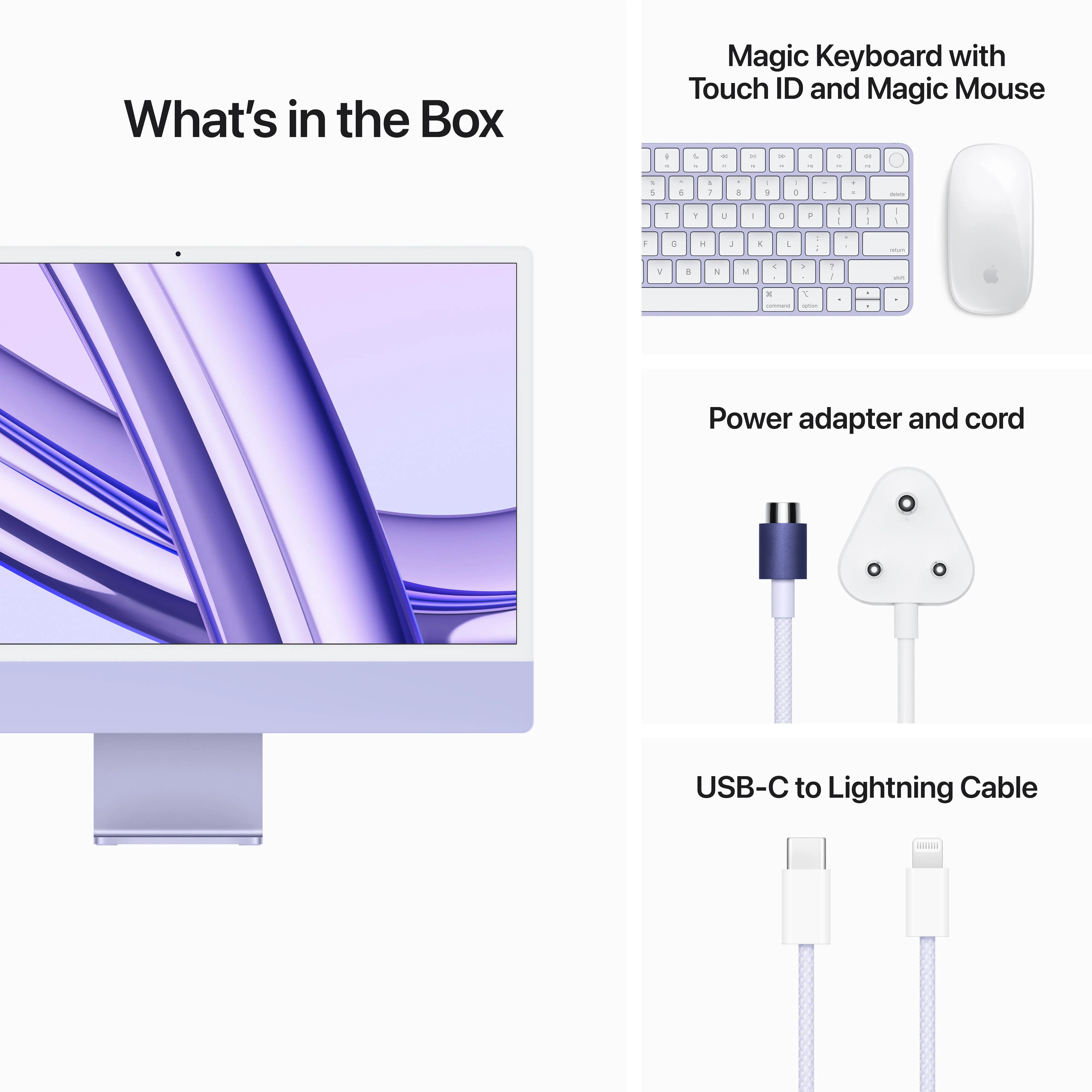 24-inch iMac with Retina 4.5K display: Apple M3 chip with 8?core CPU and 10?core GPU, 256GB SSD - Purple - Image 9