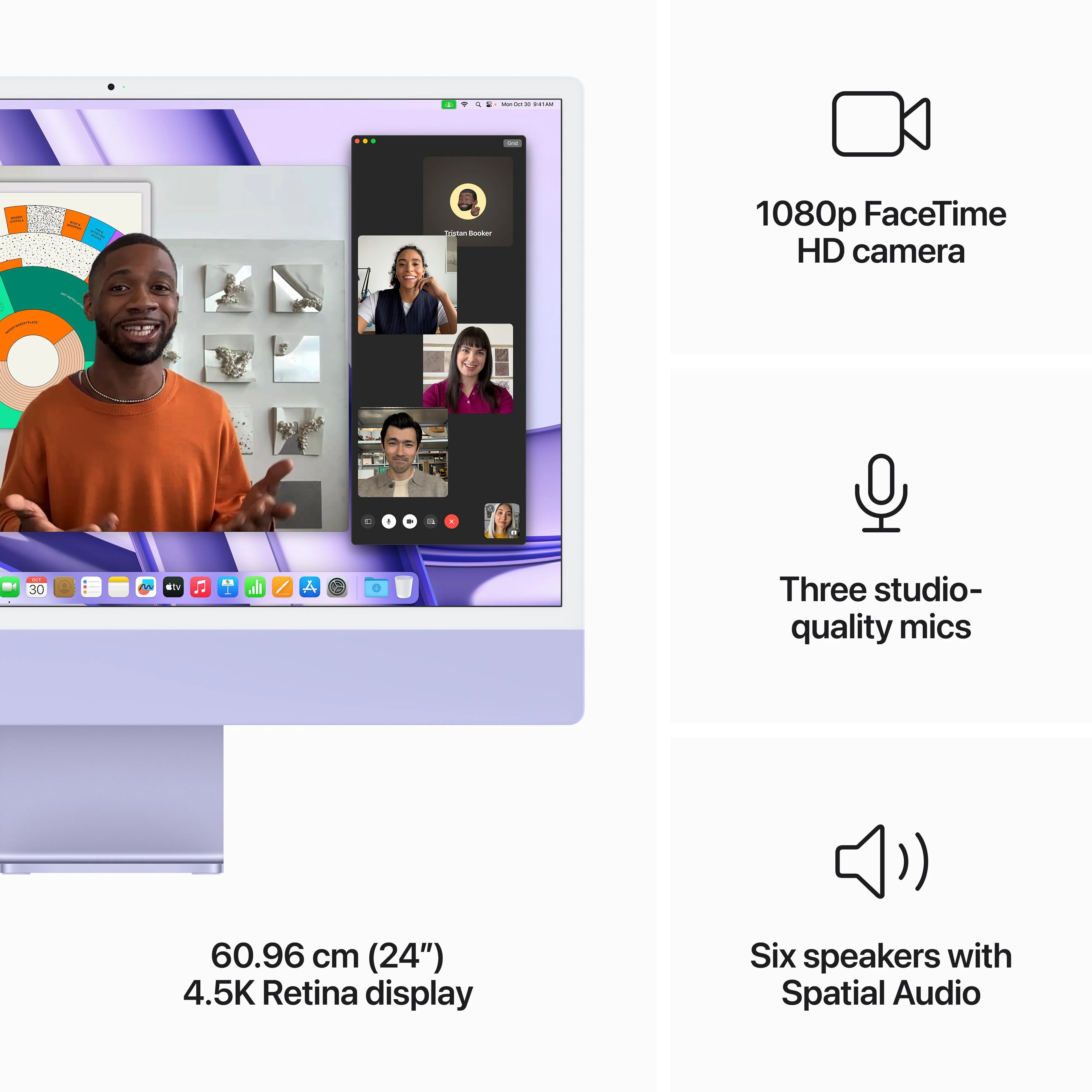 24-inch iMac with Retina 4.5K display: Apple M3 chip with 8?core CPU and 10?core GPU, 512GB SSD - Purple - Image 5