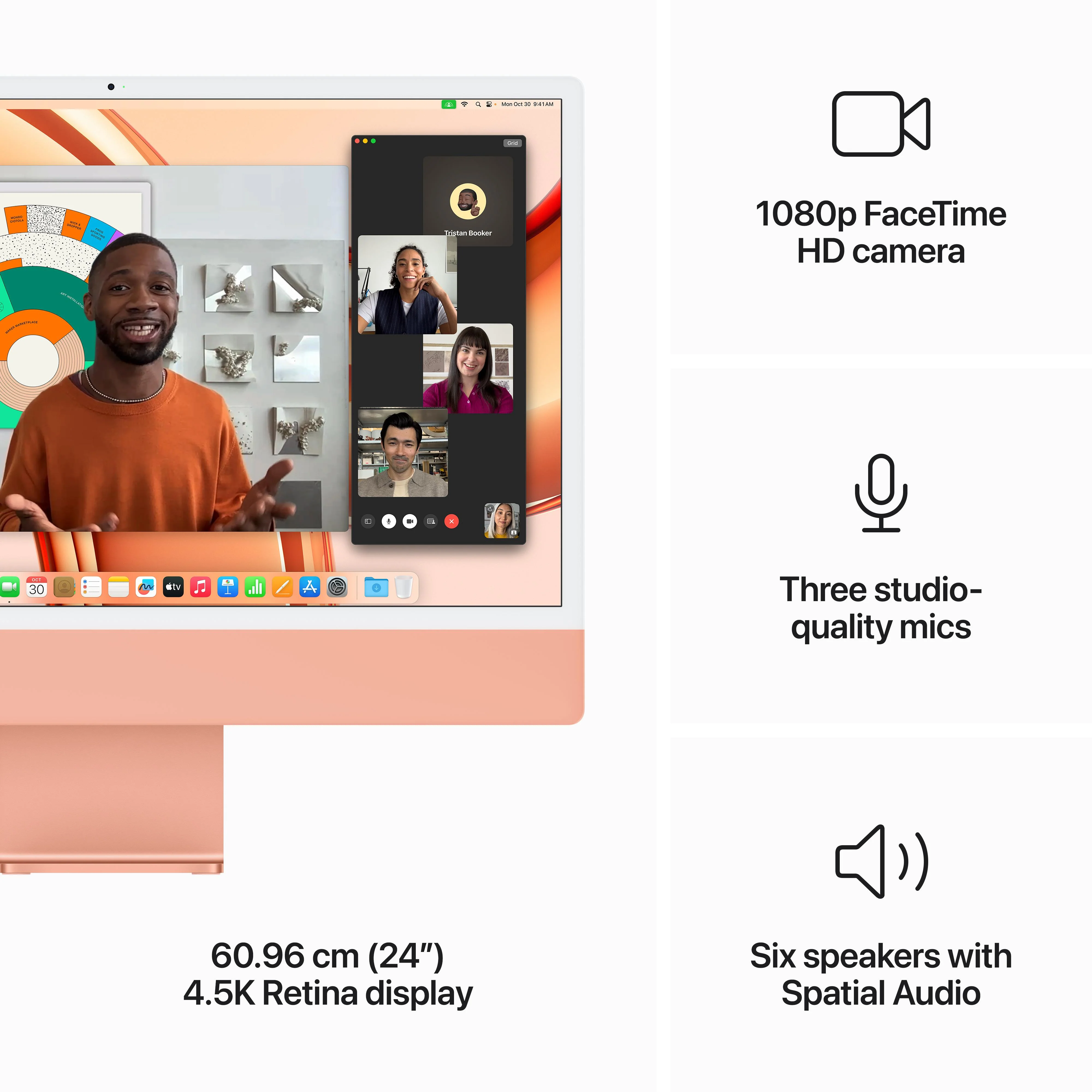 24-inch iMac with Retina 4.5K display: Apple M3 chip with 8?core CPU and 10?core GPU, 256GB SSD - Orange - Image 5