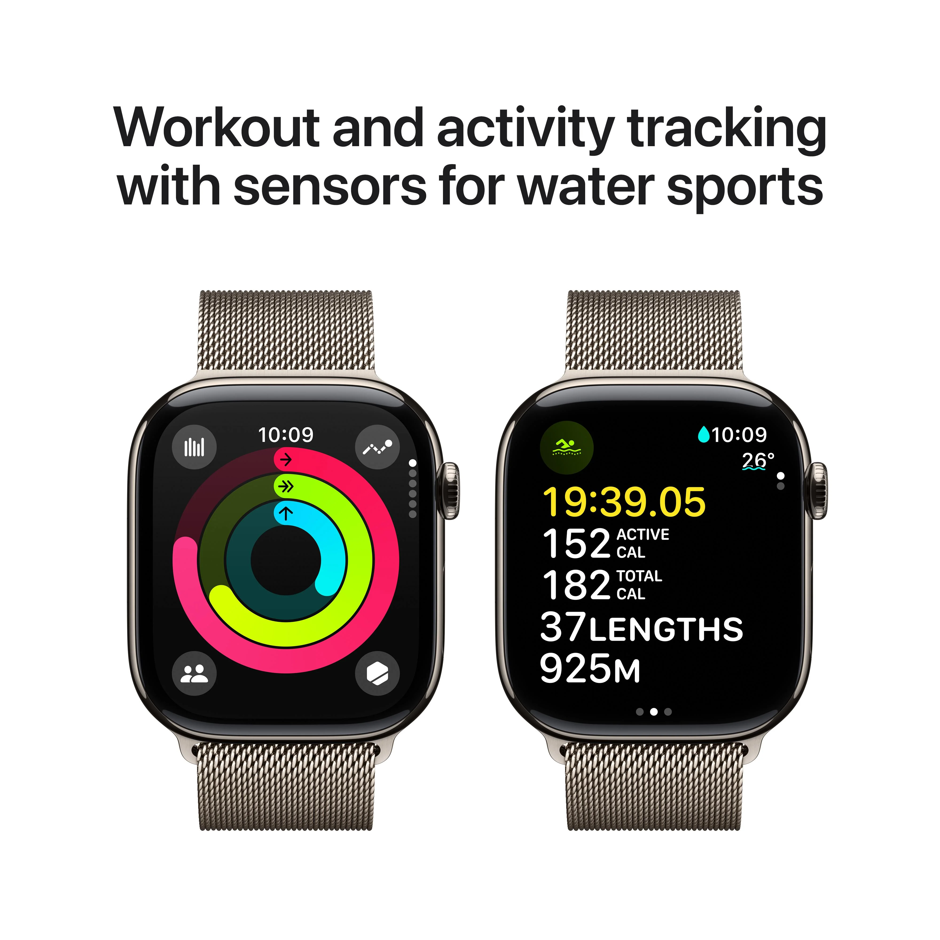 Apple Watch Series 10 GPS + Cellular 46mm Natural Titanium Case with Natural Milanese Loop - S/M - Image 4