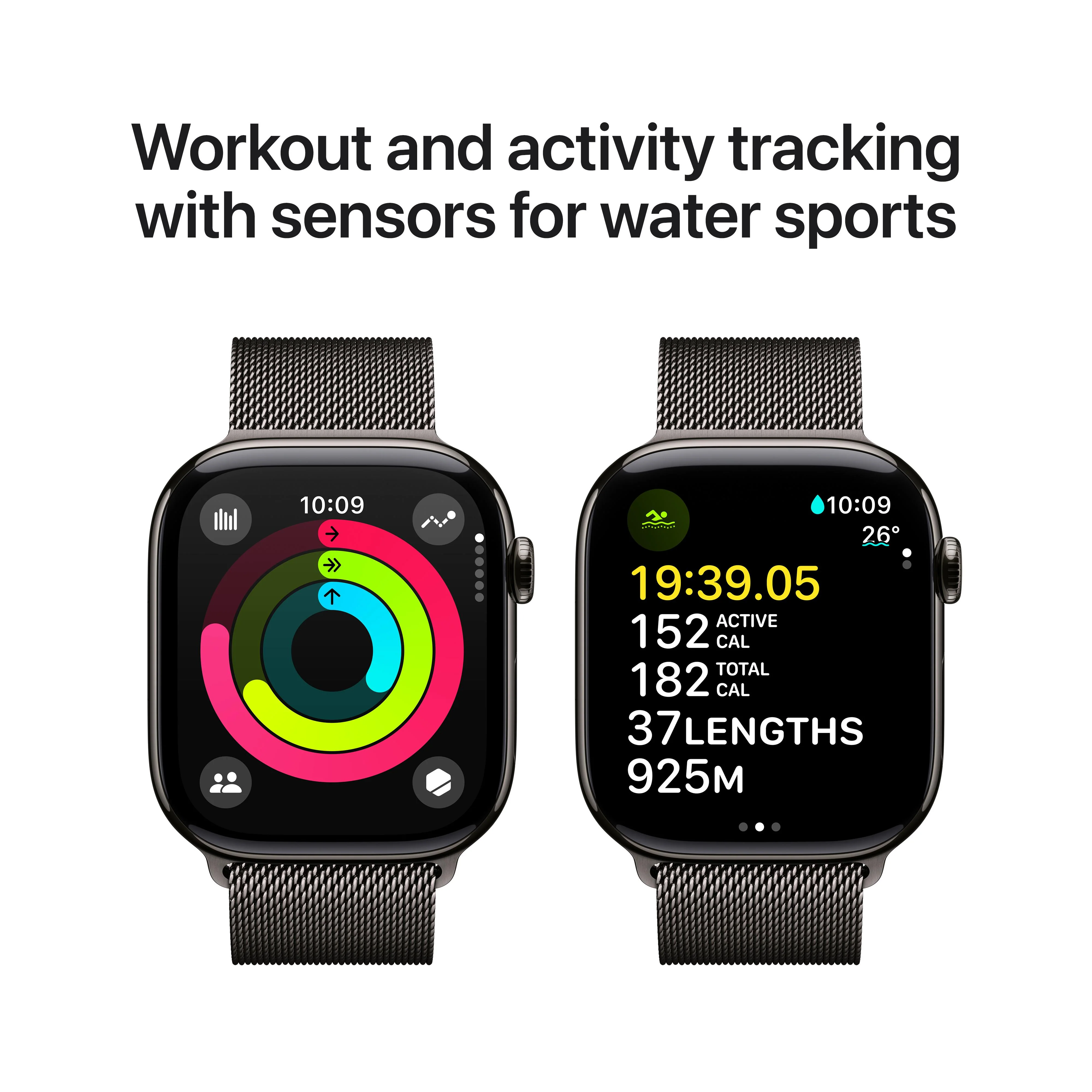 Apple Watch Series 10 GPS + Cellular 46mm Slate Titanium Case with Slate Milanese Loop - S/M - Image 4