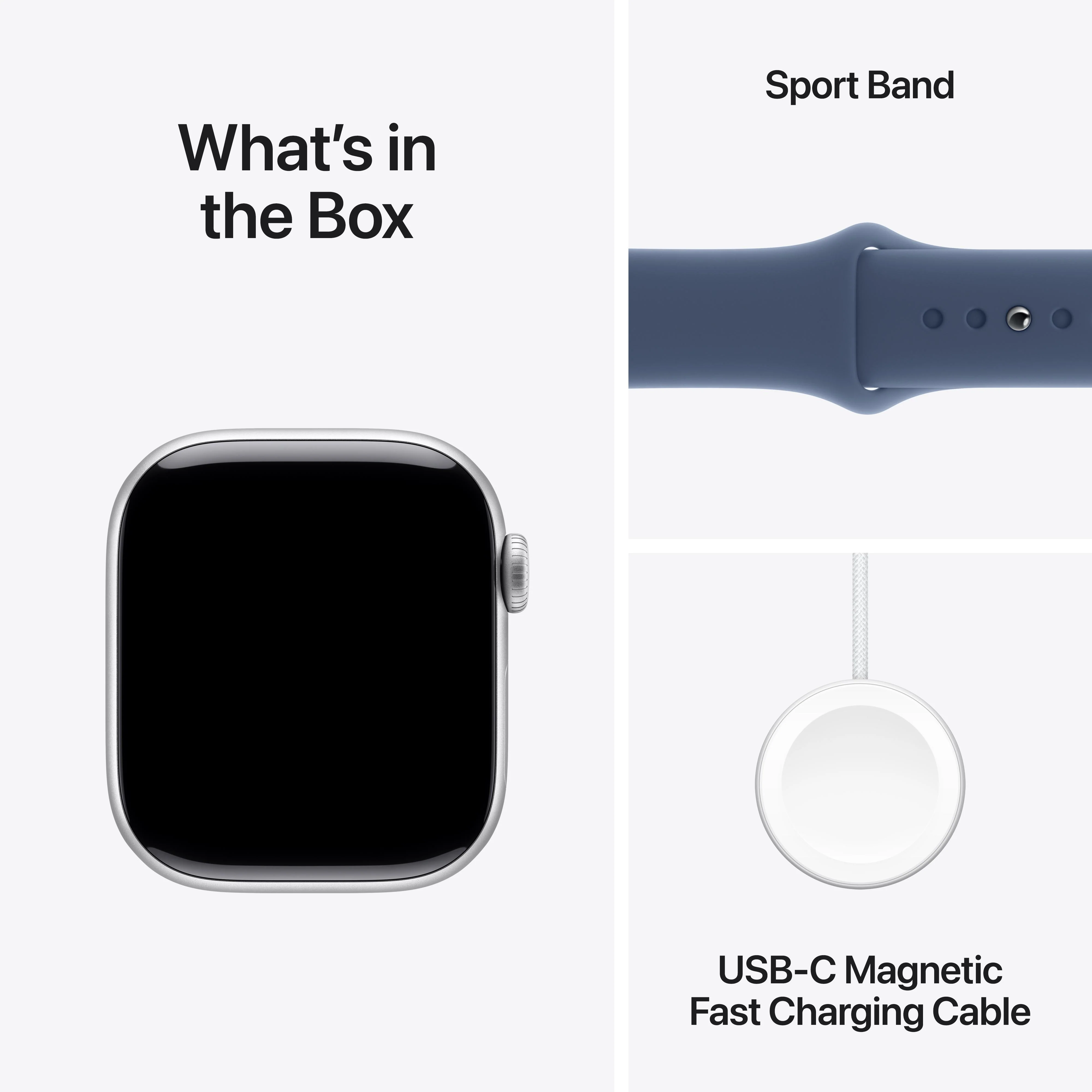 Apple Watch Series 10 GPS 42mm Silver Aluminium Case with Denim Sport Band - S/M - Image 9
