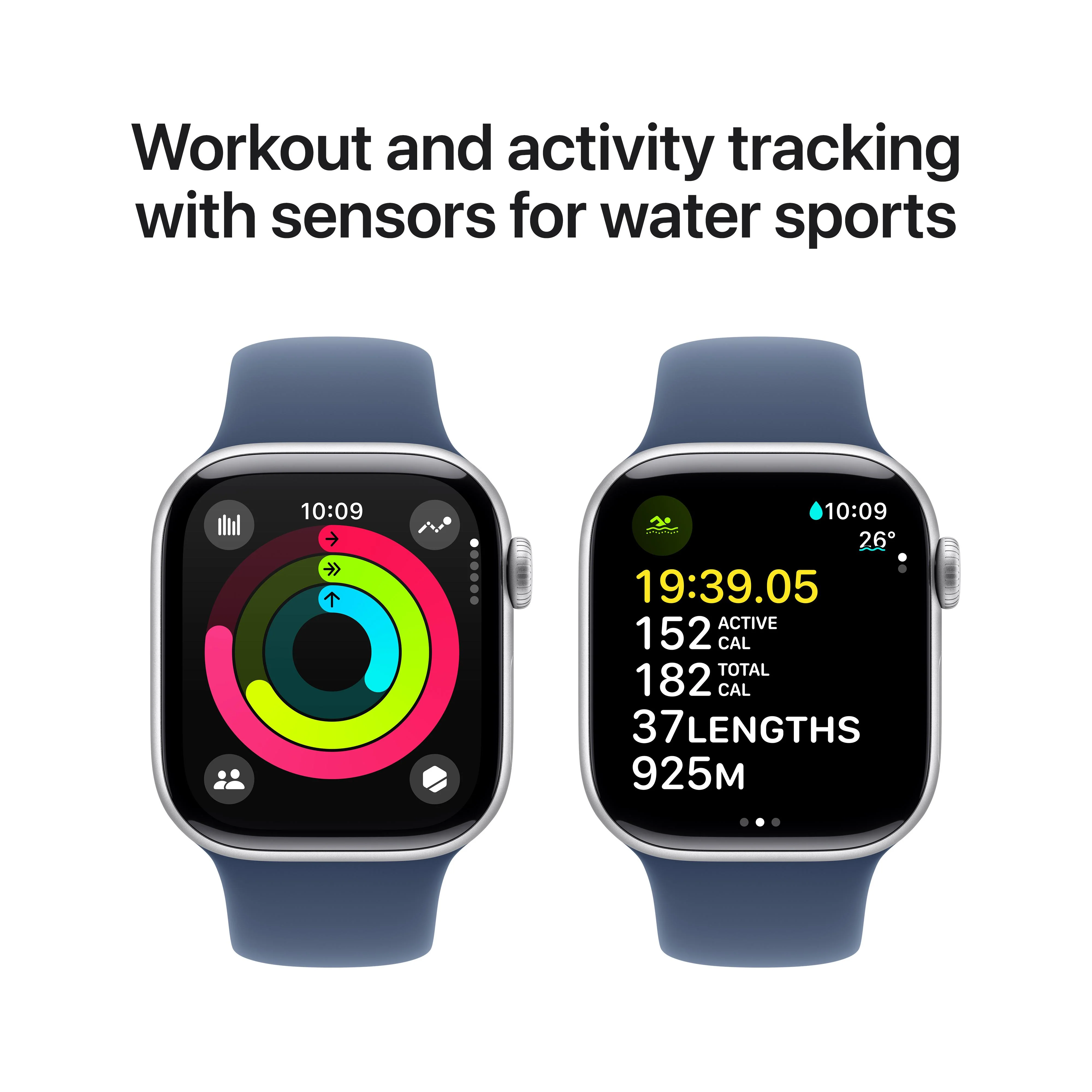 Apple Watch Series 10 GPS + Cellular 42mm Silver Aluminium Case with Denim Sport Band - M/L - Image 4