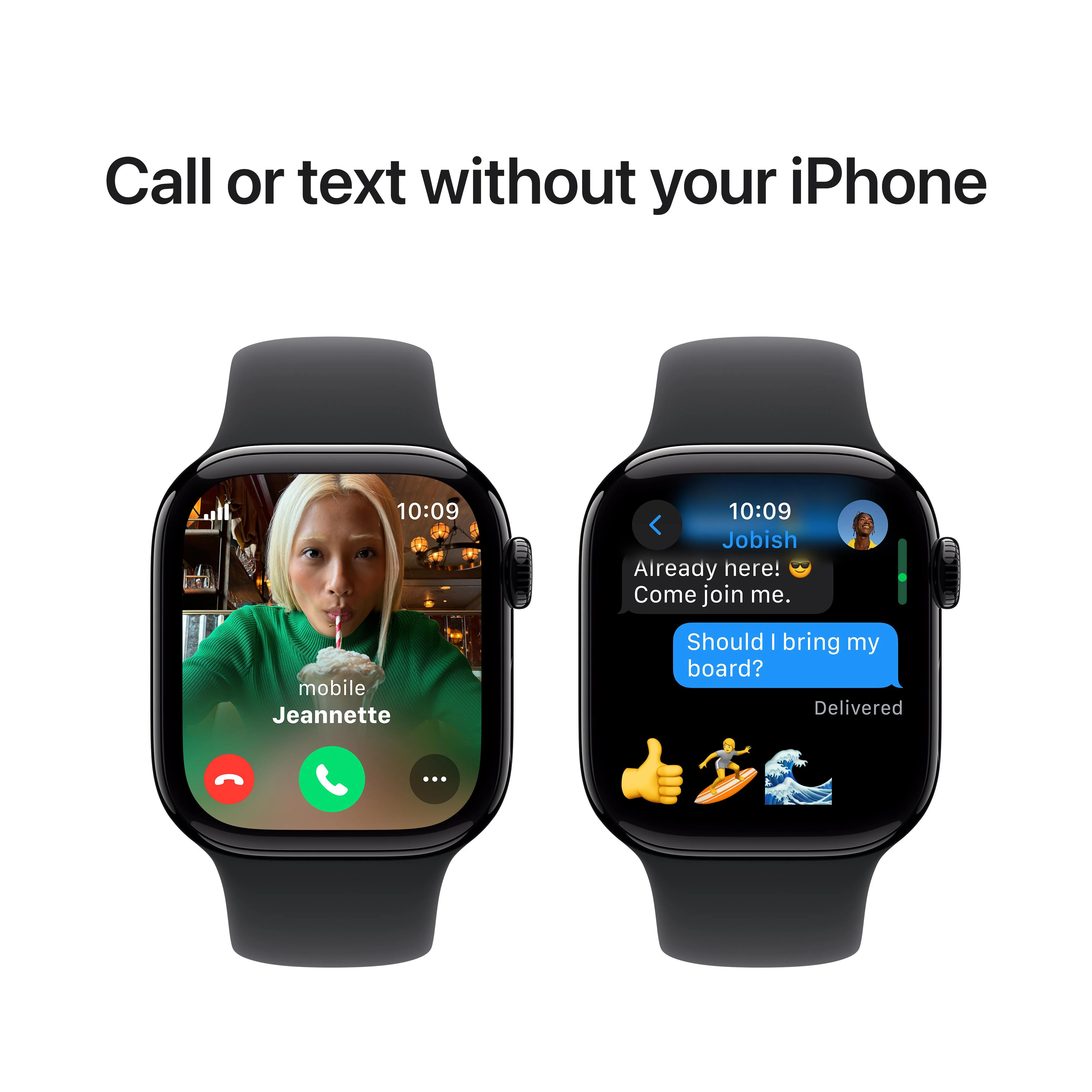 Apple Watch Series 10 GPS + Cellular 42mm Jet Black Aluminium Case with Black Sport Band - S/M - Image 7