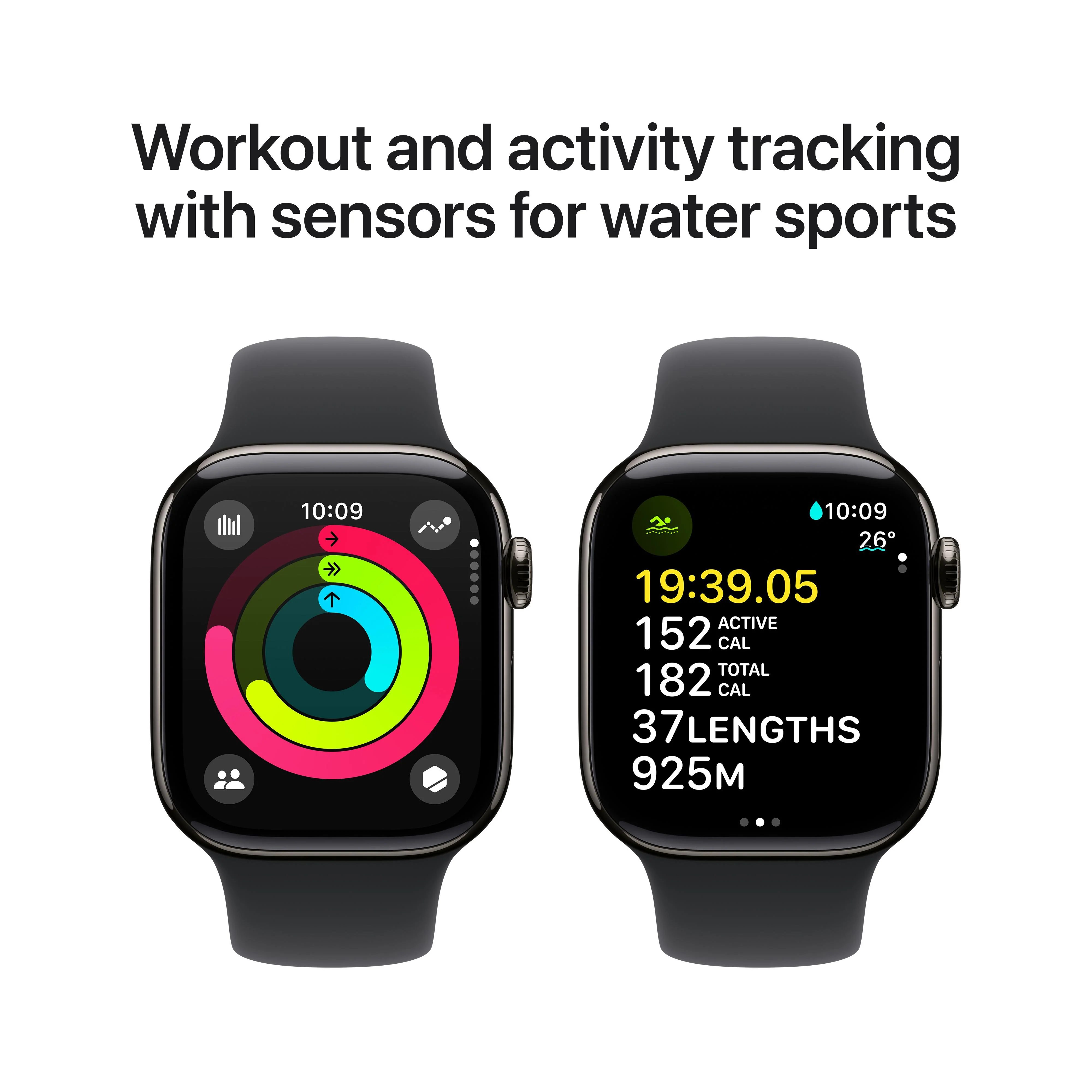 Apple Watch Series 10 GPS + Cellular 42mm Slate Titanium Case with Black Sport Band - M/L - Image 4