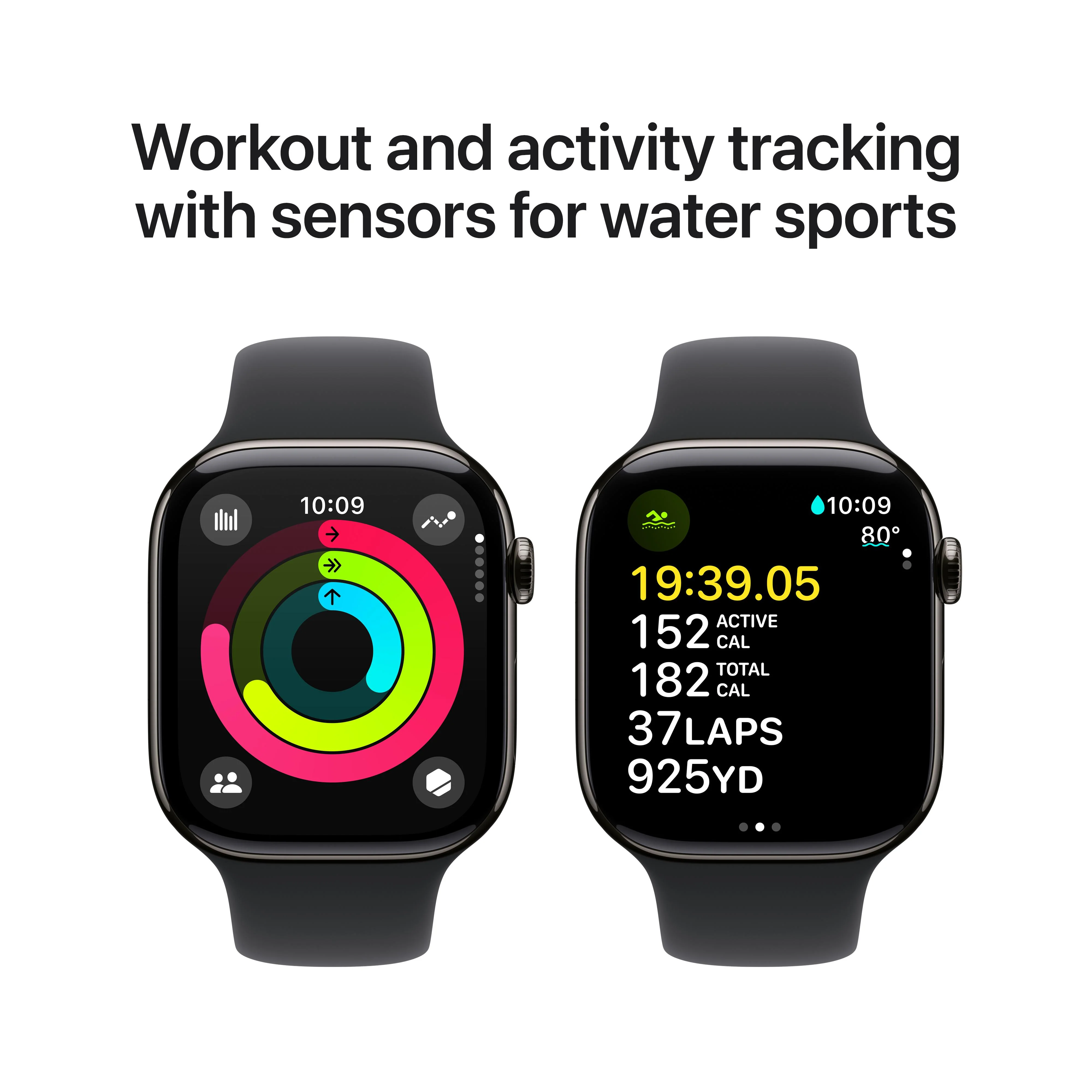 Apple Watch Series 10 GPS + Cellular 46mm Slate Titanium Case with Black Sport Band - M/L - Image 4