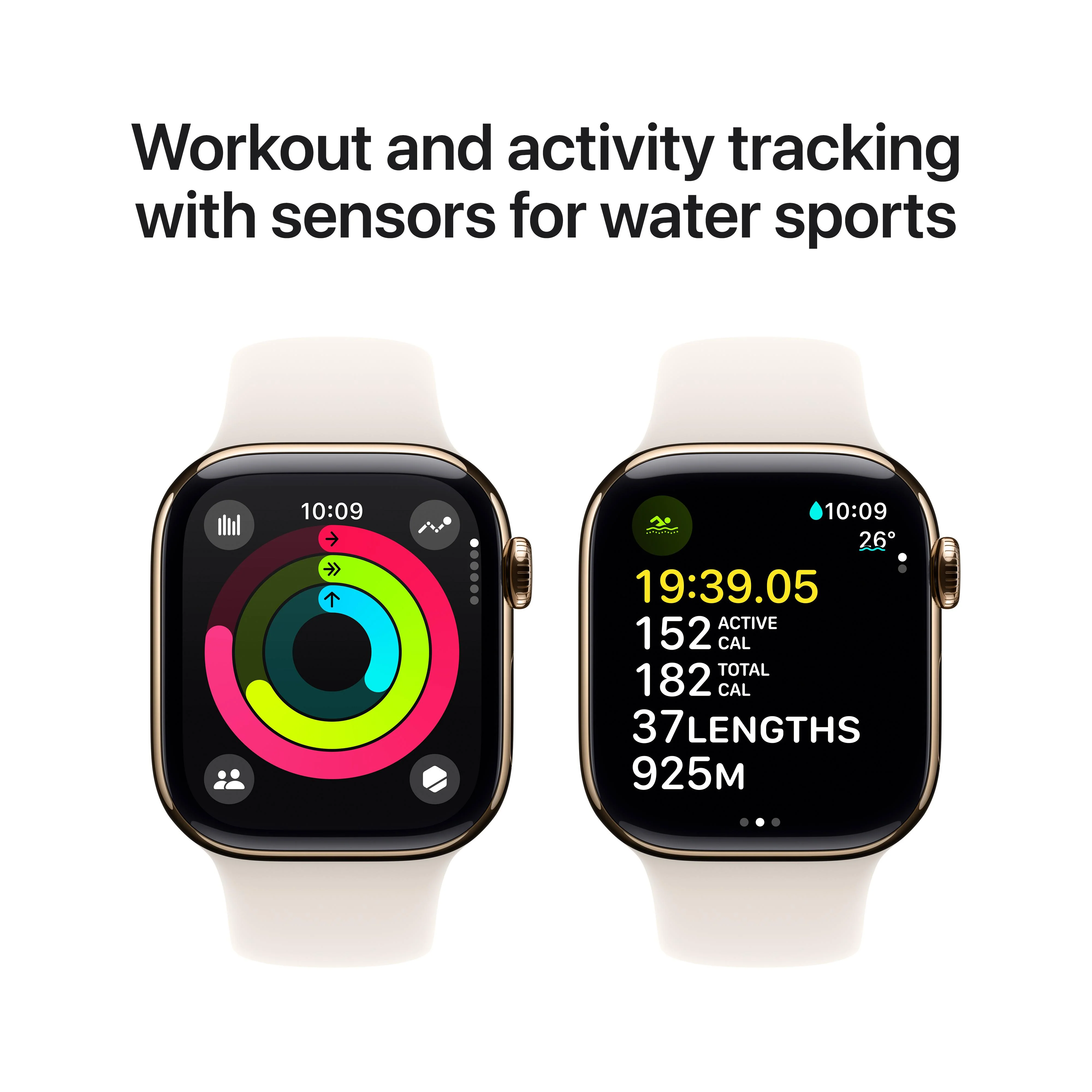Apple Watch Series 10 GPS + Cellular 42mm Gold Titanium Case with Starlight Sport Band - M/L - Image 4