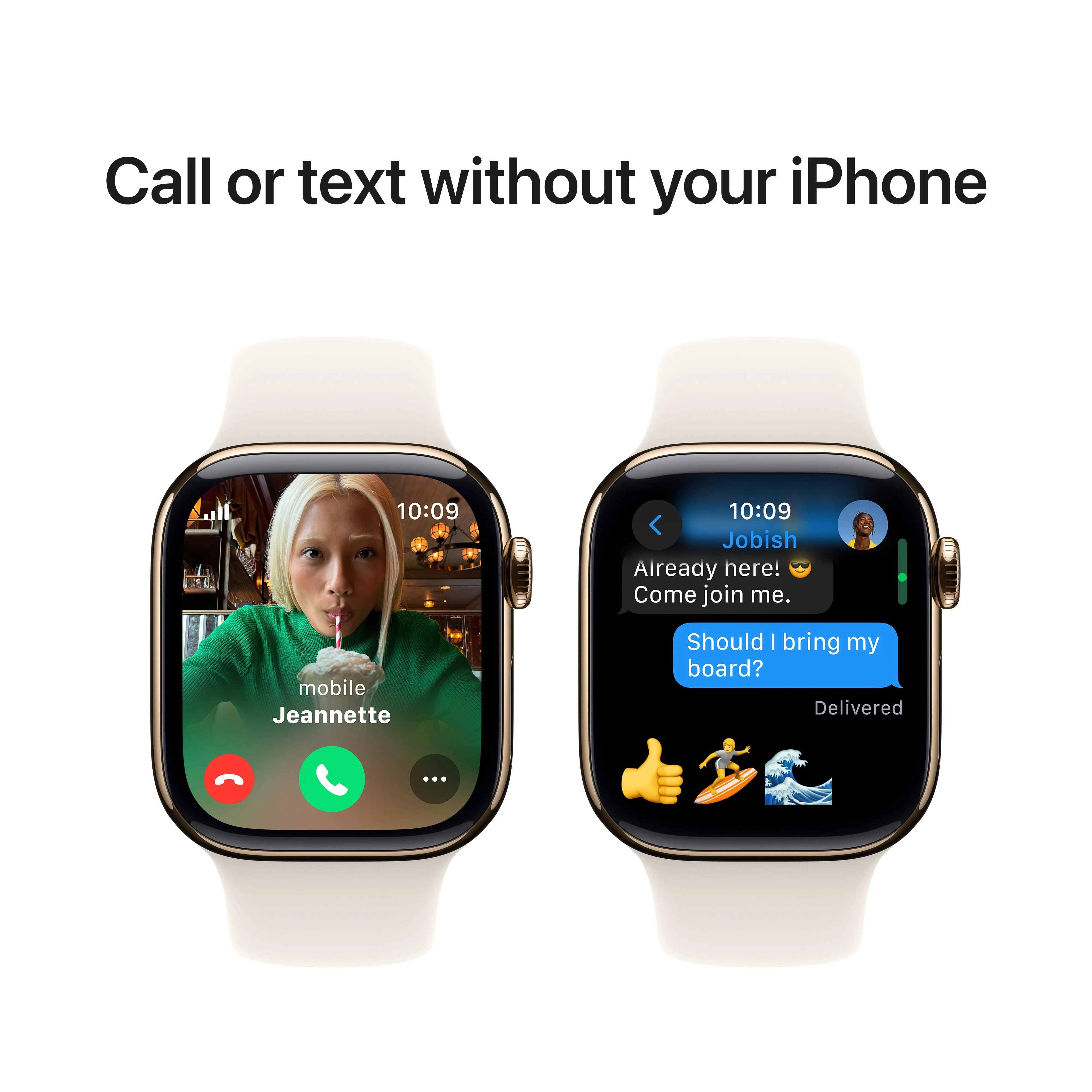 Apple Watch Series 10 GPS + Cellular 42mm Gold Titanium Case with Starlight Sport Band - M/L - Image 7