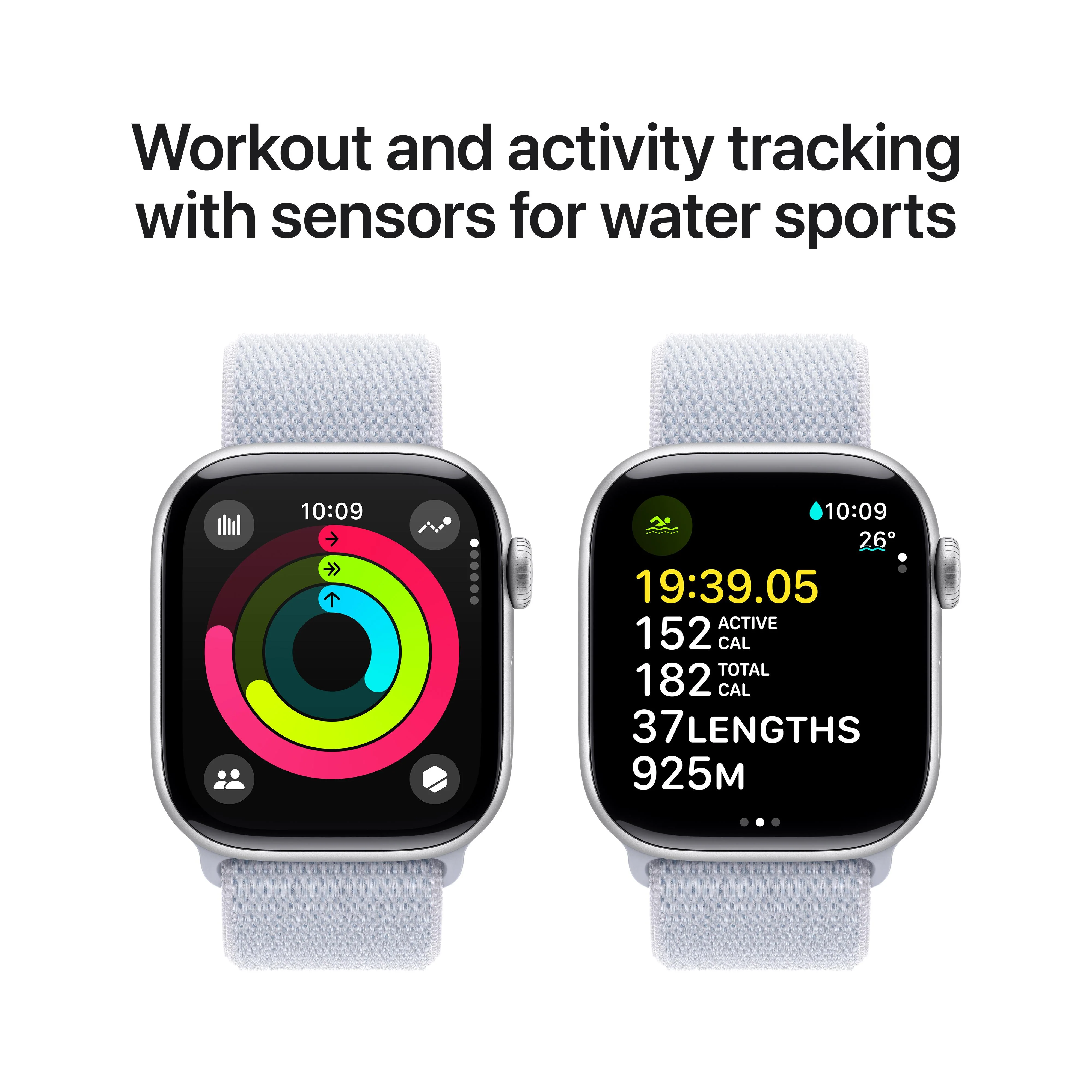 Apple Watch Series 10 GPS + Cellular 42mm Silver Aluminium Case with Blue Cloud Sport Loop - Image 4
