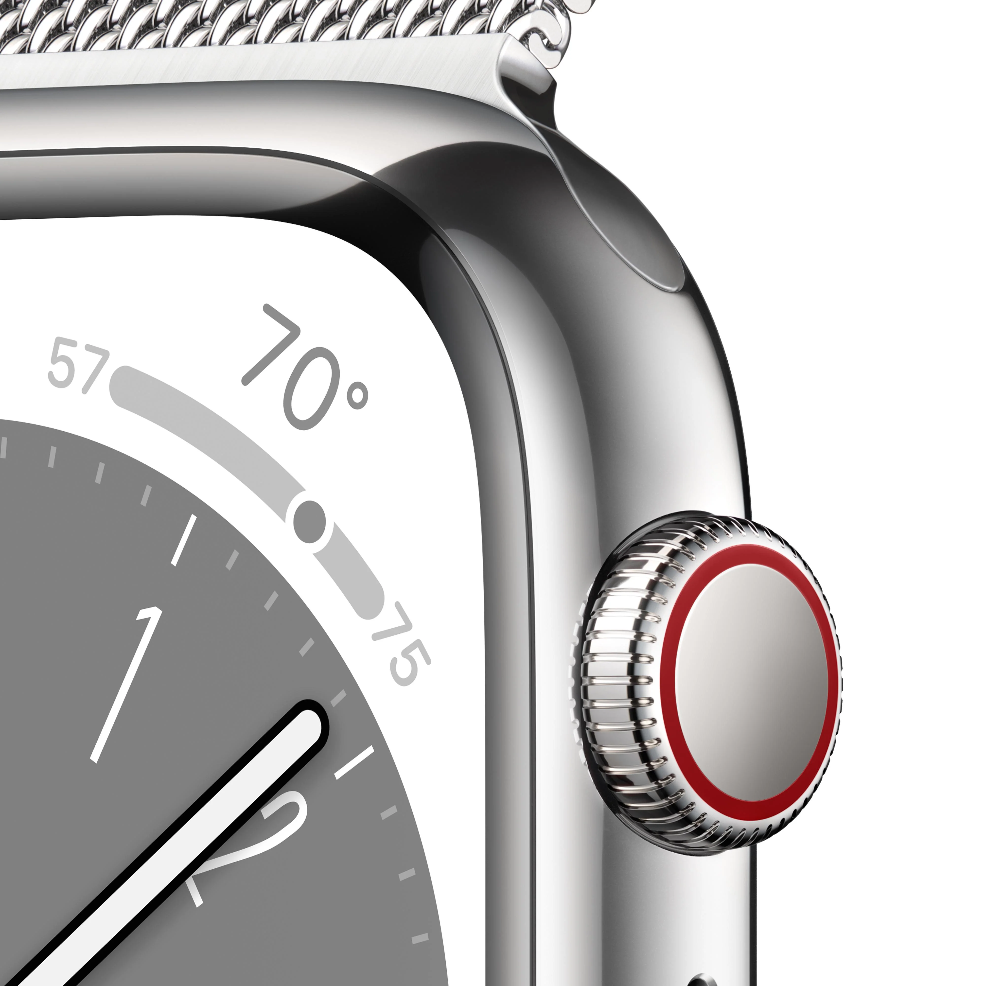 Apple Watch Series 8 GPS + Cellular 41mm Silver Stainless Steel Case with Silver Milanese Loop - Image 3