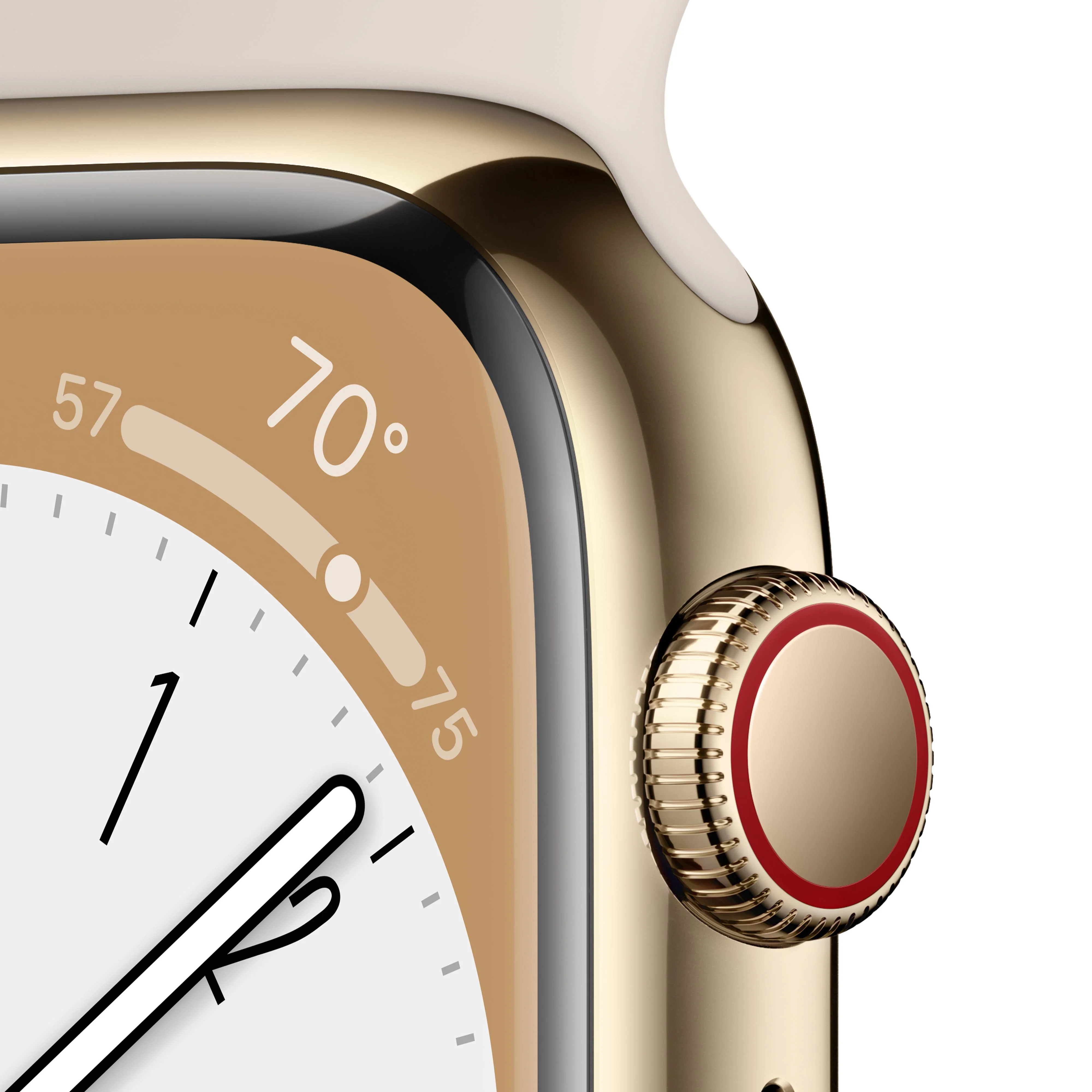 Apple Watch Series 8 GPS + Cellular 41mm Gold Stainless Steel Case with Starlight Sport Band - Regular - Image 3