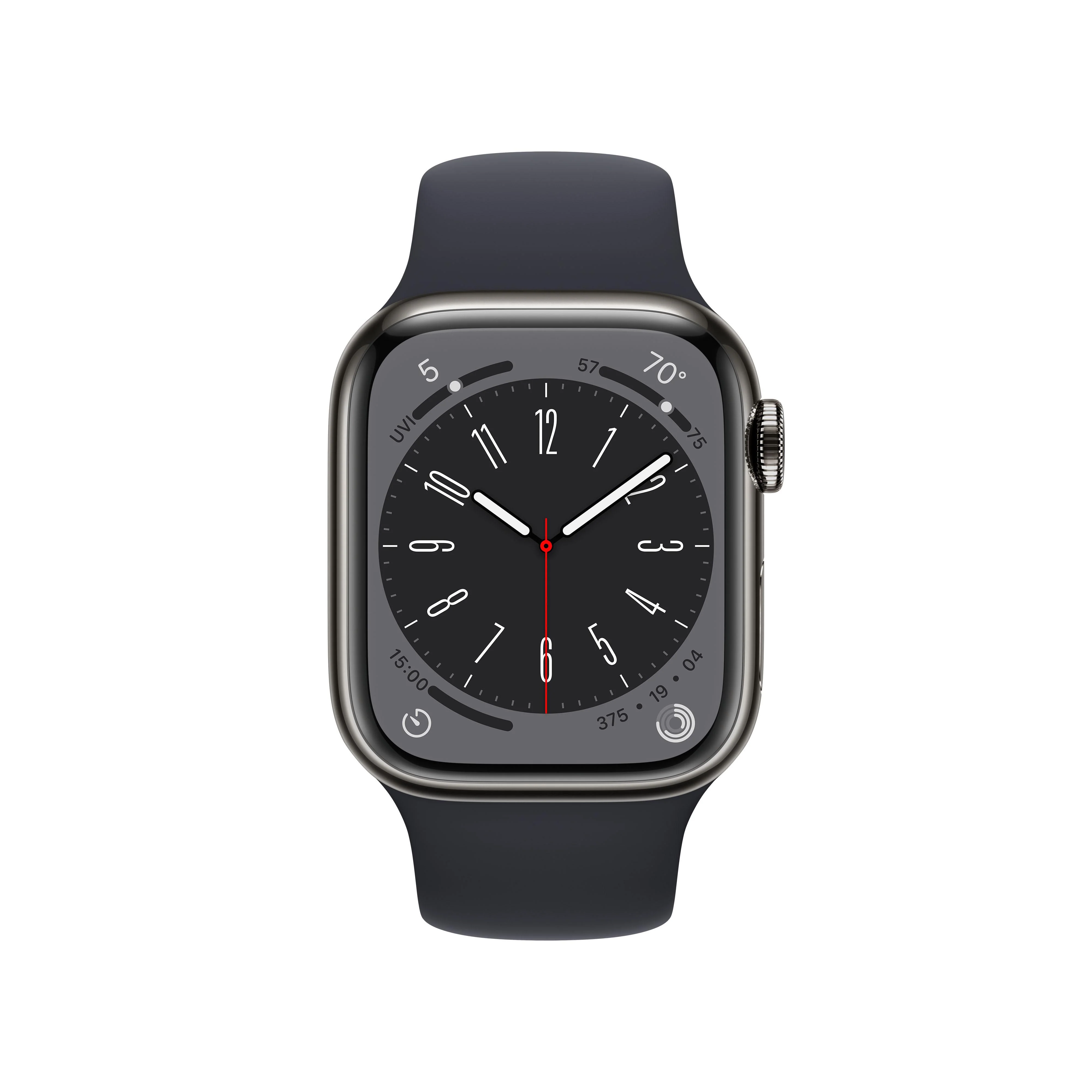 Apple Watch Series 8 GPS + Cellular 41mm Graphite Stainless Steel Case with Midnight Sport Band - Regular - Image 2