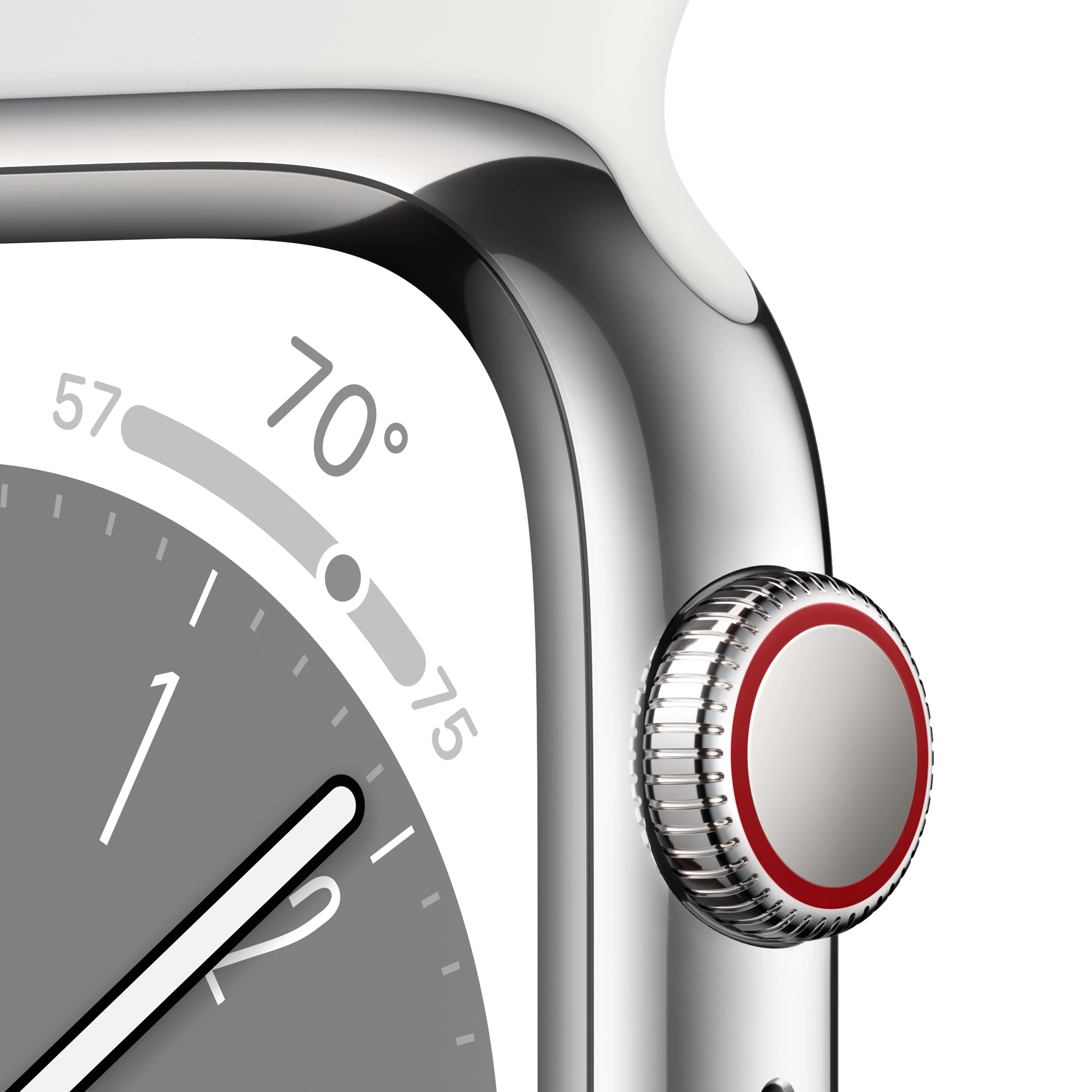 Apple Watch Series 8 GPS + Cellular 45mm Silver Stainless Steel Case with White Sport Band - Regular - Image 3