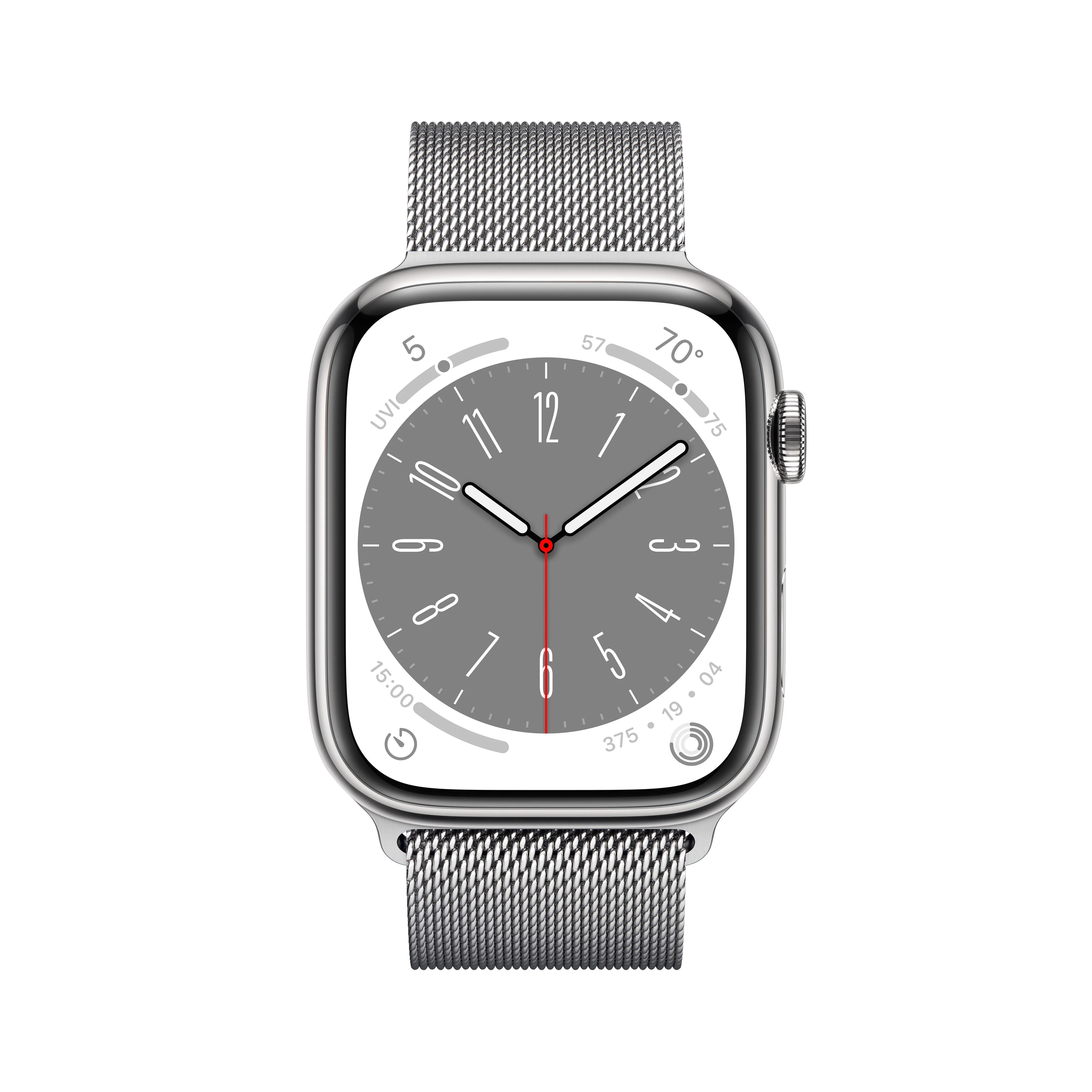 Apple Watch Series 8 GPS + Cellular 45mm Silver Stainless Steel Case with Silver Milanese Loop - Image 2