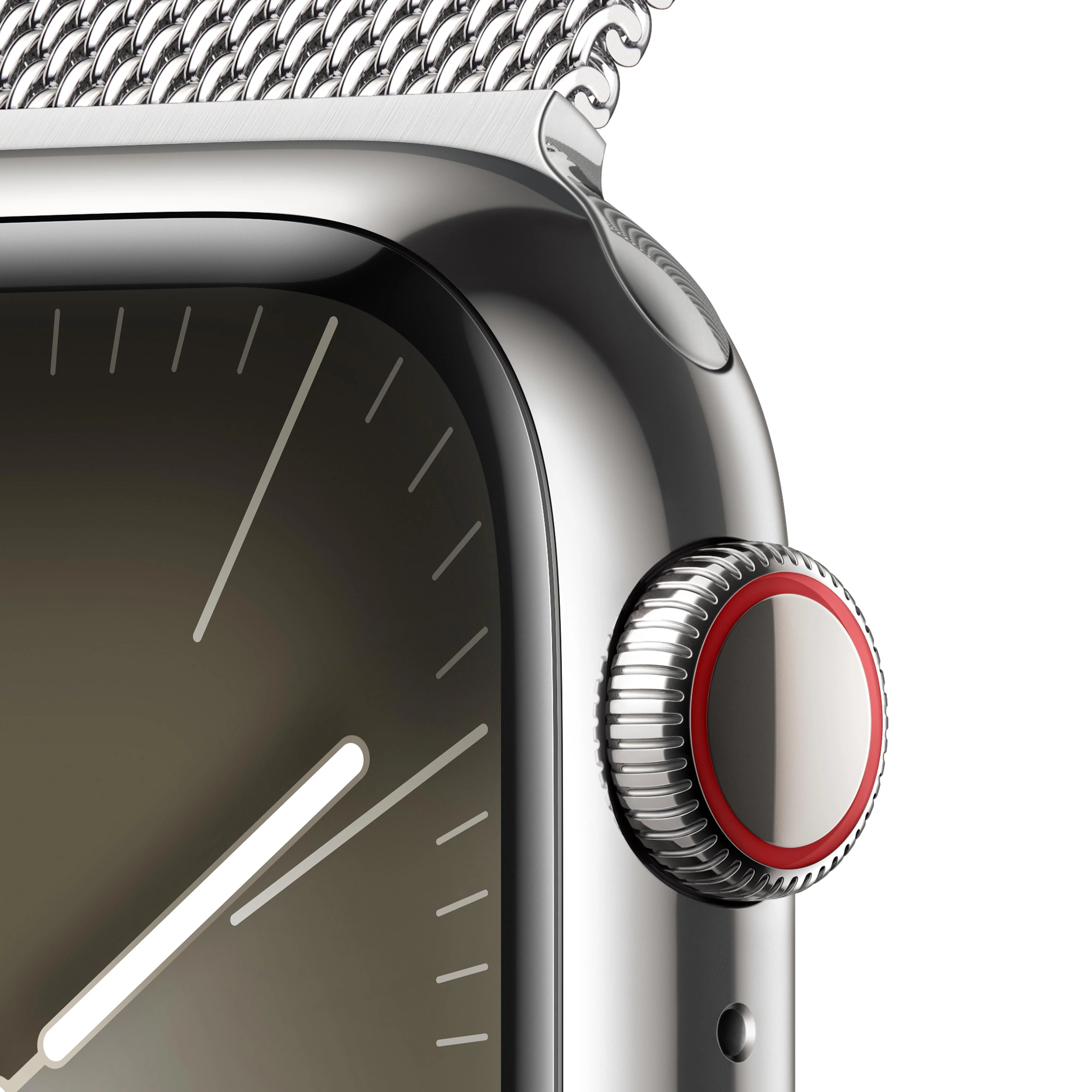 Apple Watch Series 9 GPS + Cellular 41mm Silver Stainless Steel Case with Silver Milanese Loop - Image 3