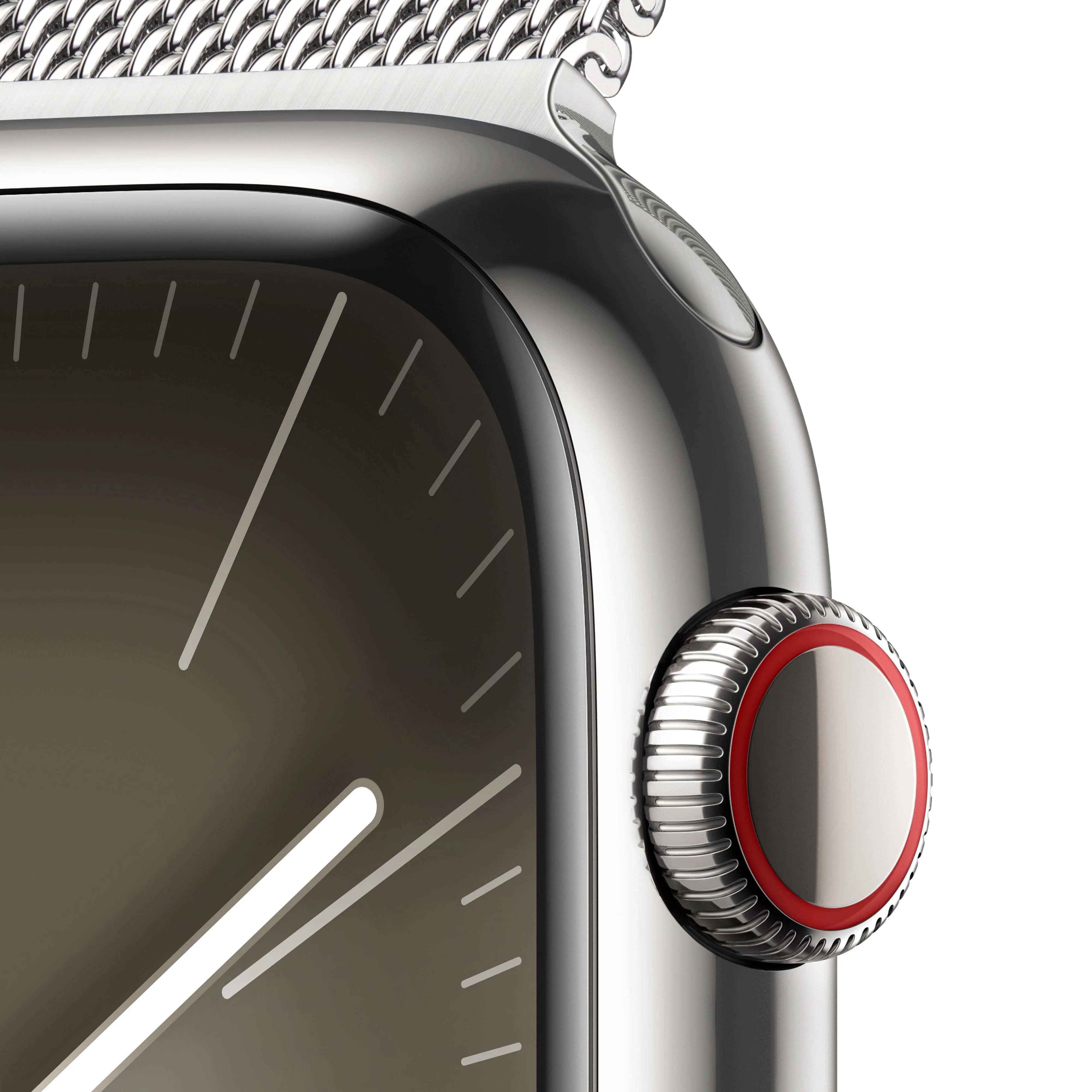 Apple Watch Series 9 GPS + Cellular 45mm Silver Stainless Steel Case with Silver Milanese Loop - Image 3