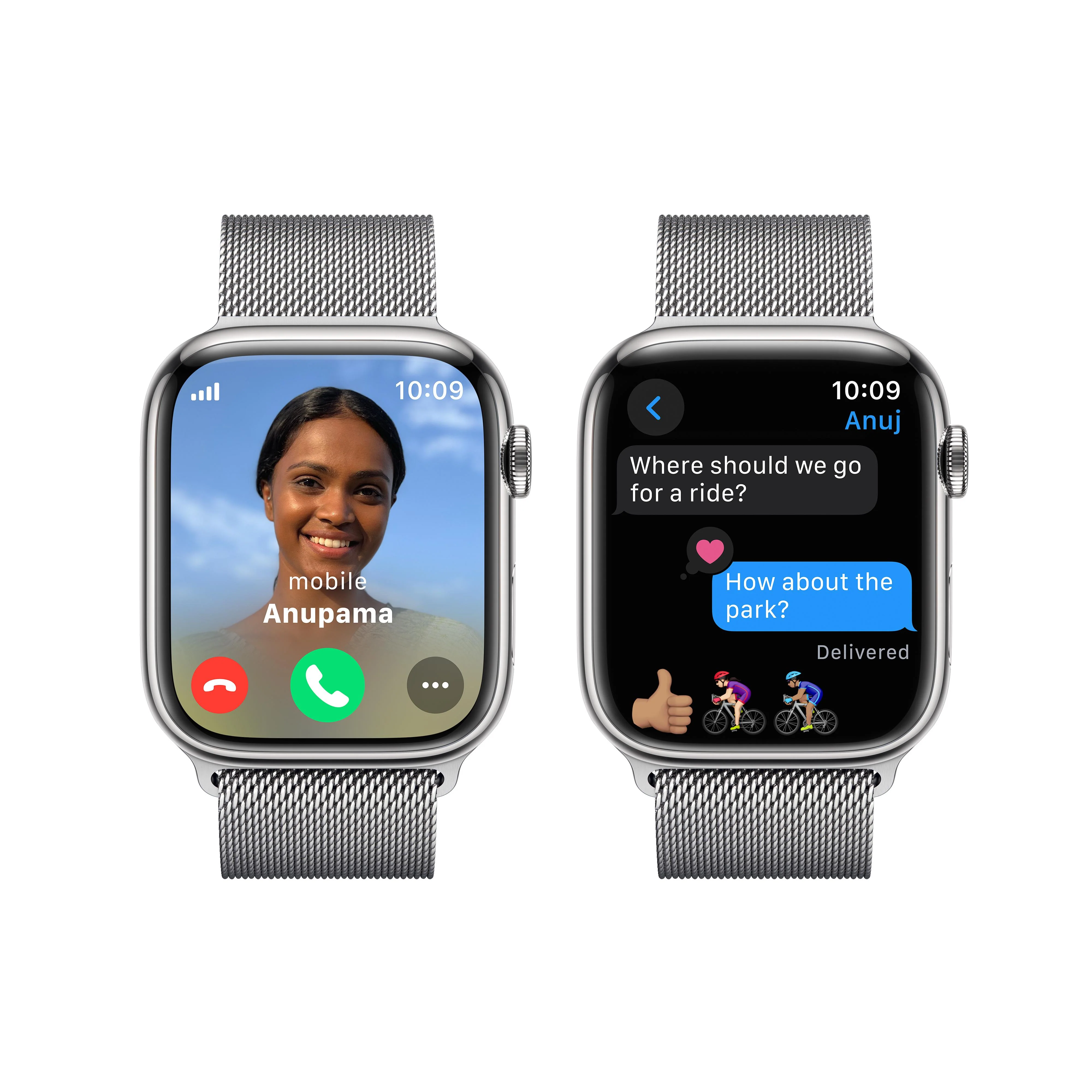 Apple Watch Series 9 GPS + Cellular 45mm Silver Stainless Steel Case with Silver Milanese Loop - Image 6