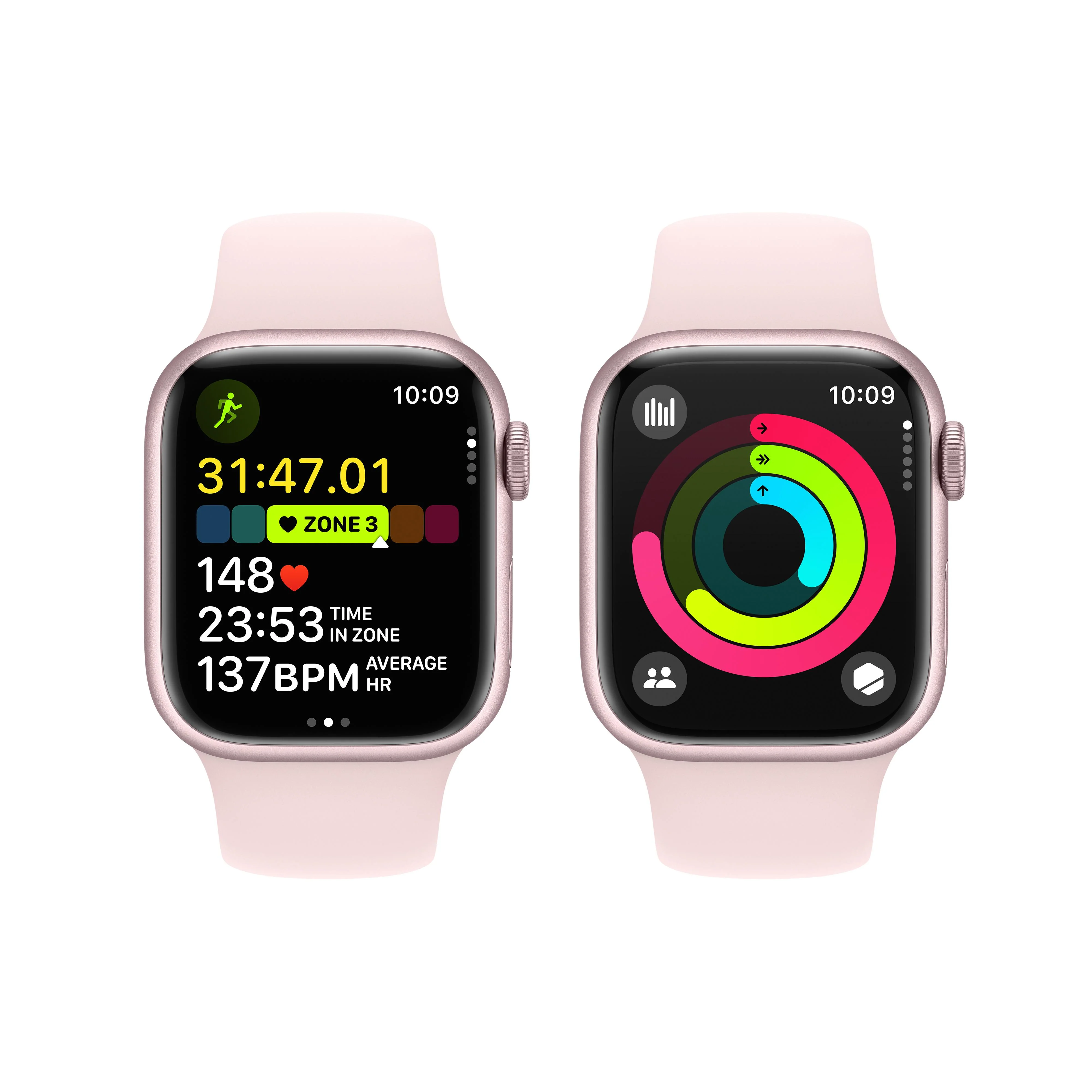Apple Watch Series 9 GPS 41mm Pink Aluminium Case with Light Pink Sport Band - S/M - Image 8