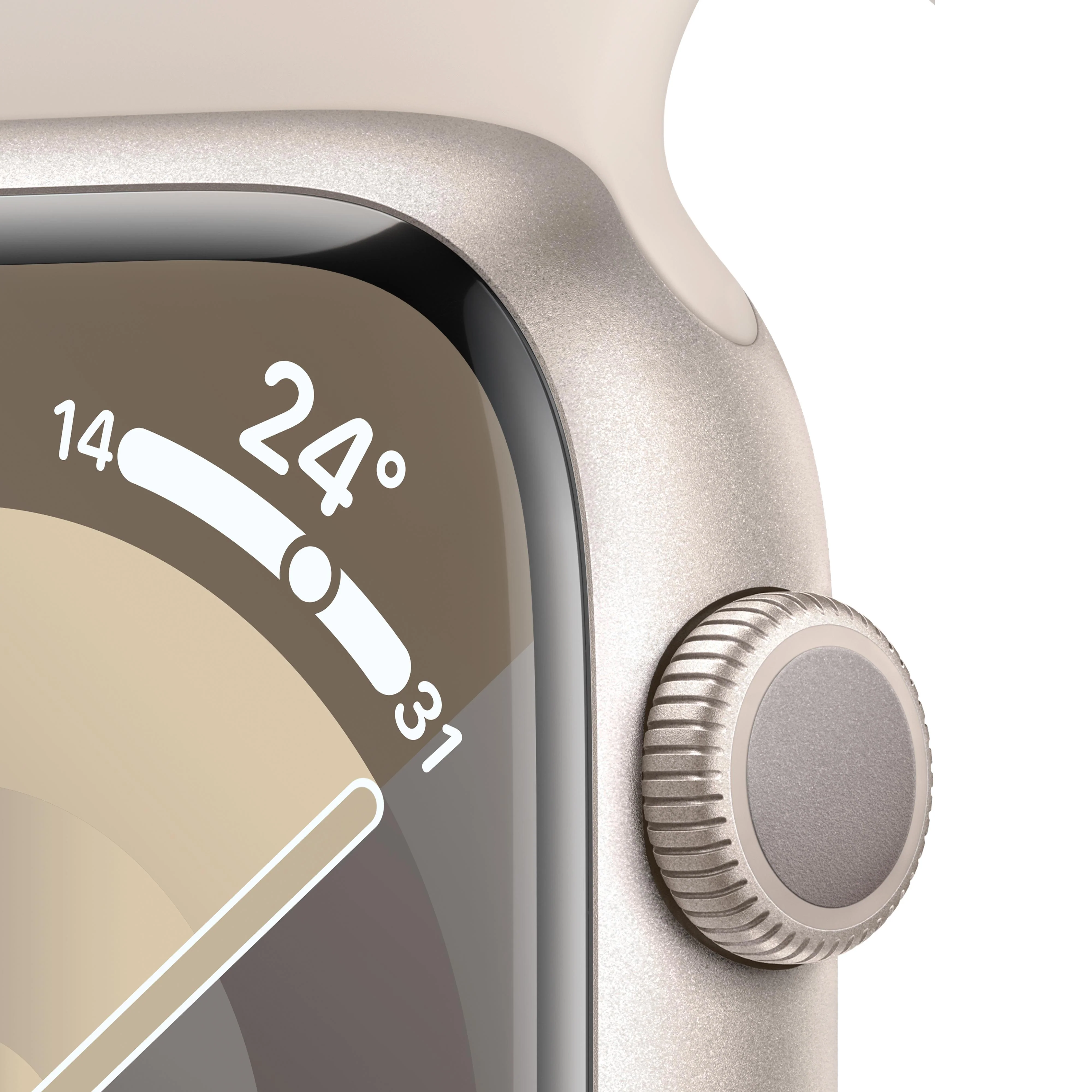 Apple Watch Series 9 GPS 45mm Starlight Aluminium Case with Starlight Sport Band - S/M - Image 3