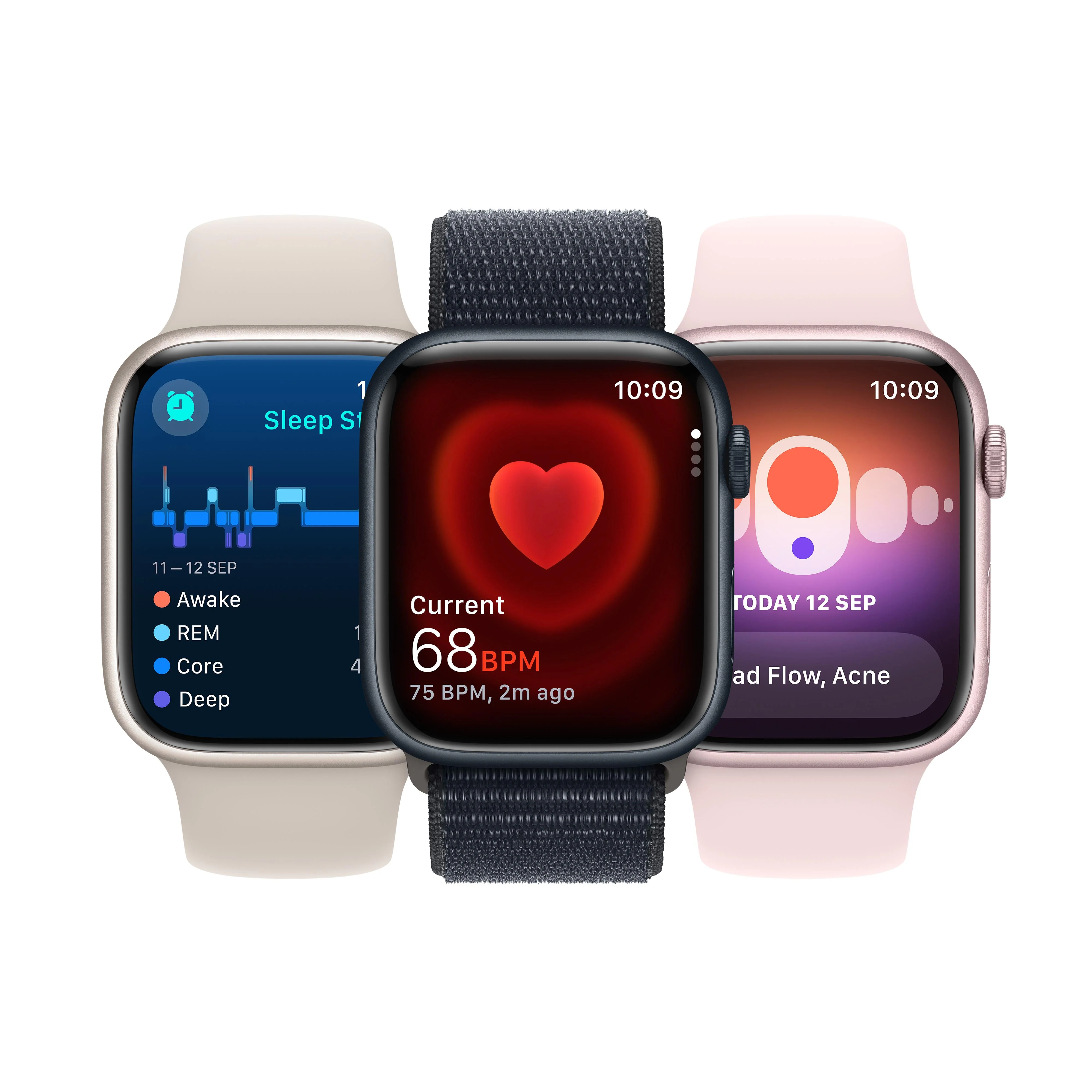 Apple Watch Series 9 GPS 45mm Starlight Aluminium Case with Starlight Sport Band - S/M - Image 7
