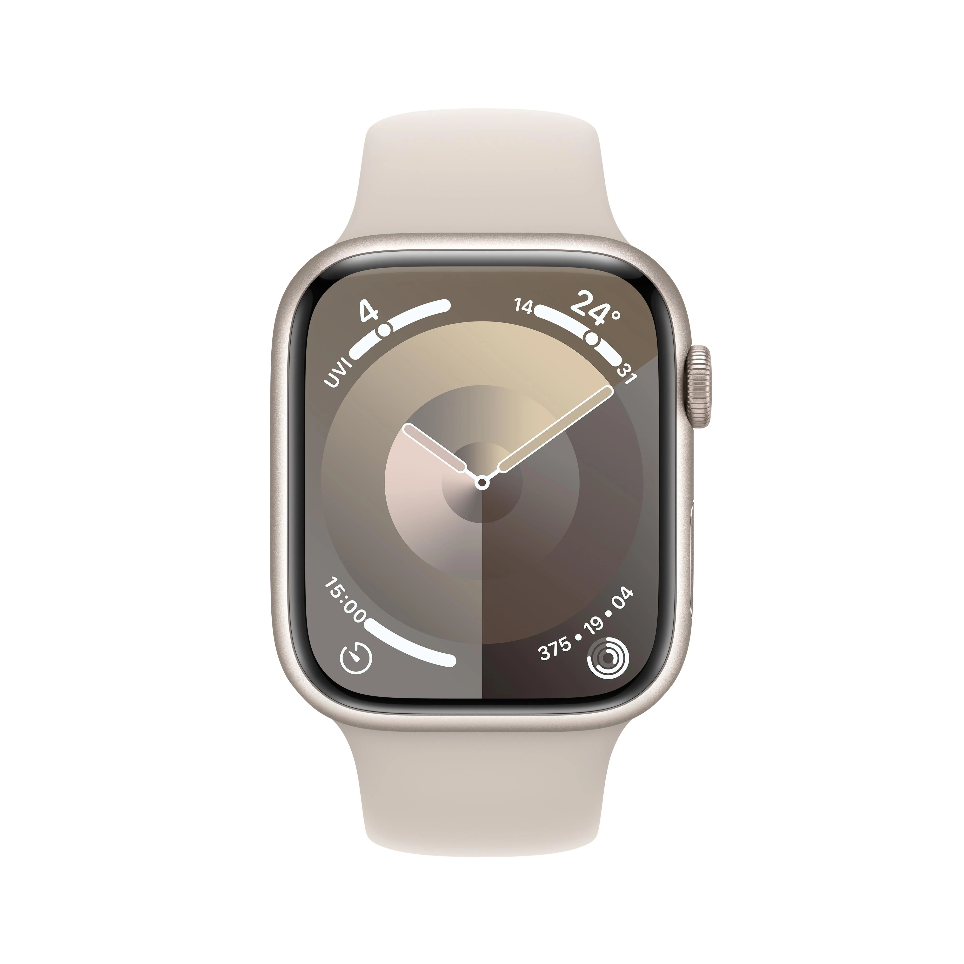 Apple Watch Series 9 GPS 45mm Starlight Aluminium Case with Starlight Sport Band - M/L - Image 2