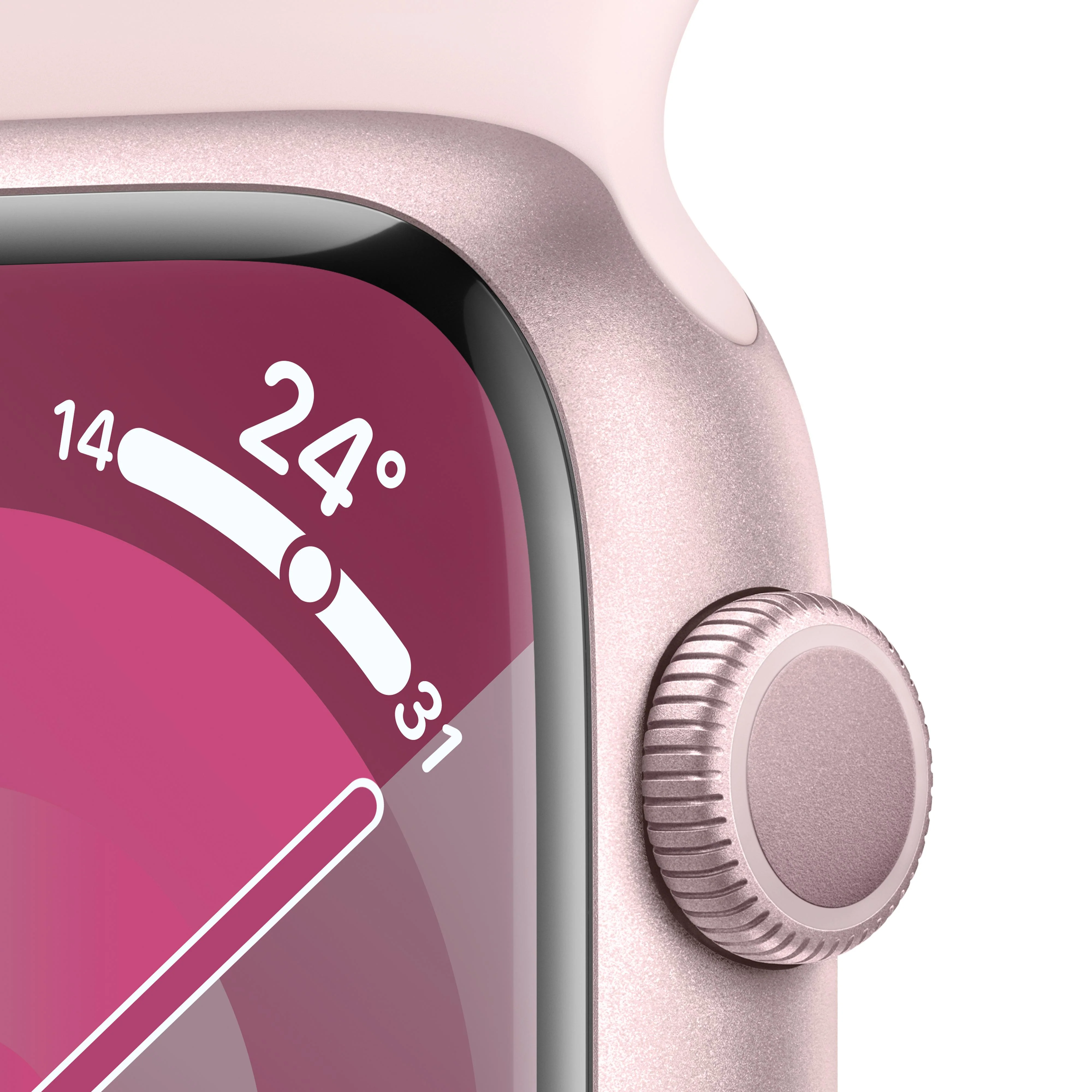 Apple Watch Series 9 GPS 45mm Pink Aluminium Case with Light Pink Sport Band - S/M - Image 3