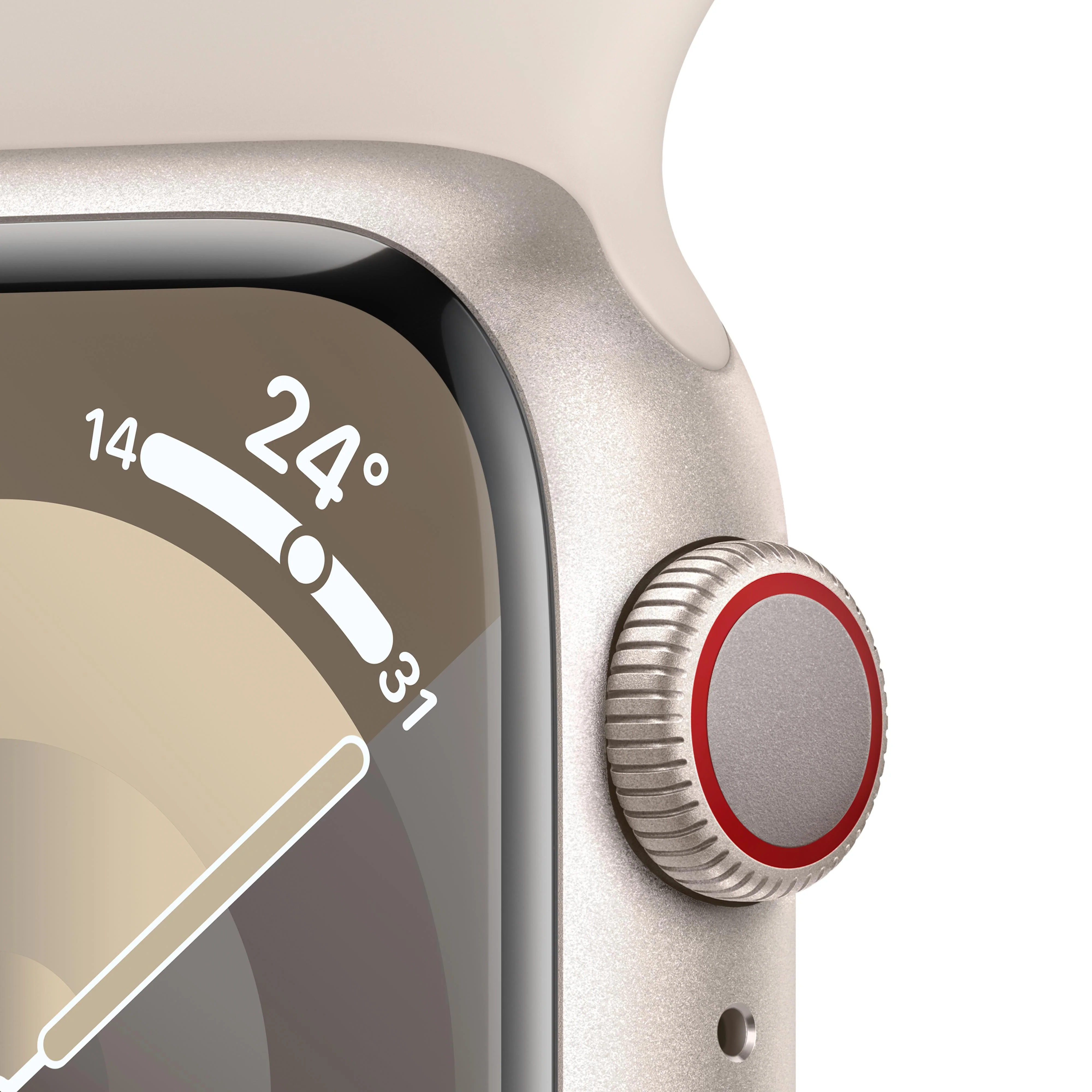 Apple Watch Series 9 GPS + Cellular 41mm Starlight Aluminium Case with Starlight Sport Band - S/M - Image 3
