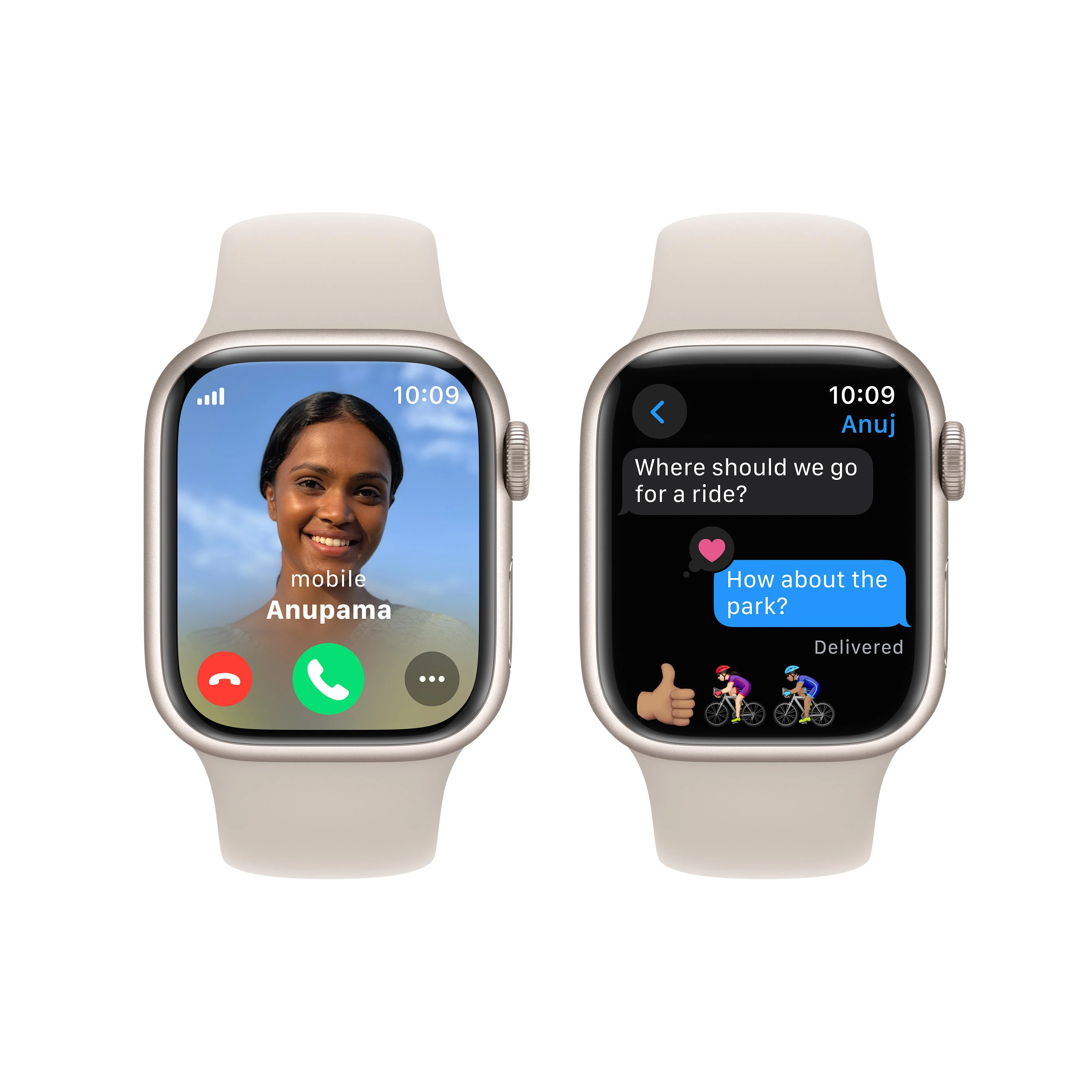 Apple Watch Series 9 GPS + Cellular 41mm Starlight Aluminium Case with Starlight Sport Band - S/M - Image 6