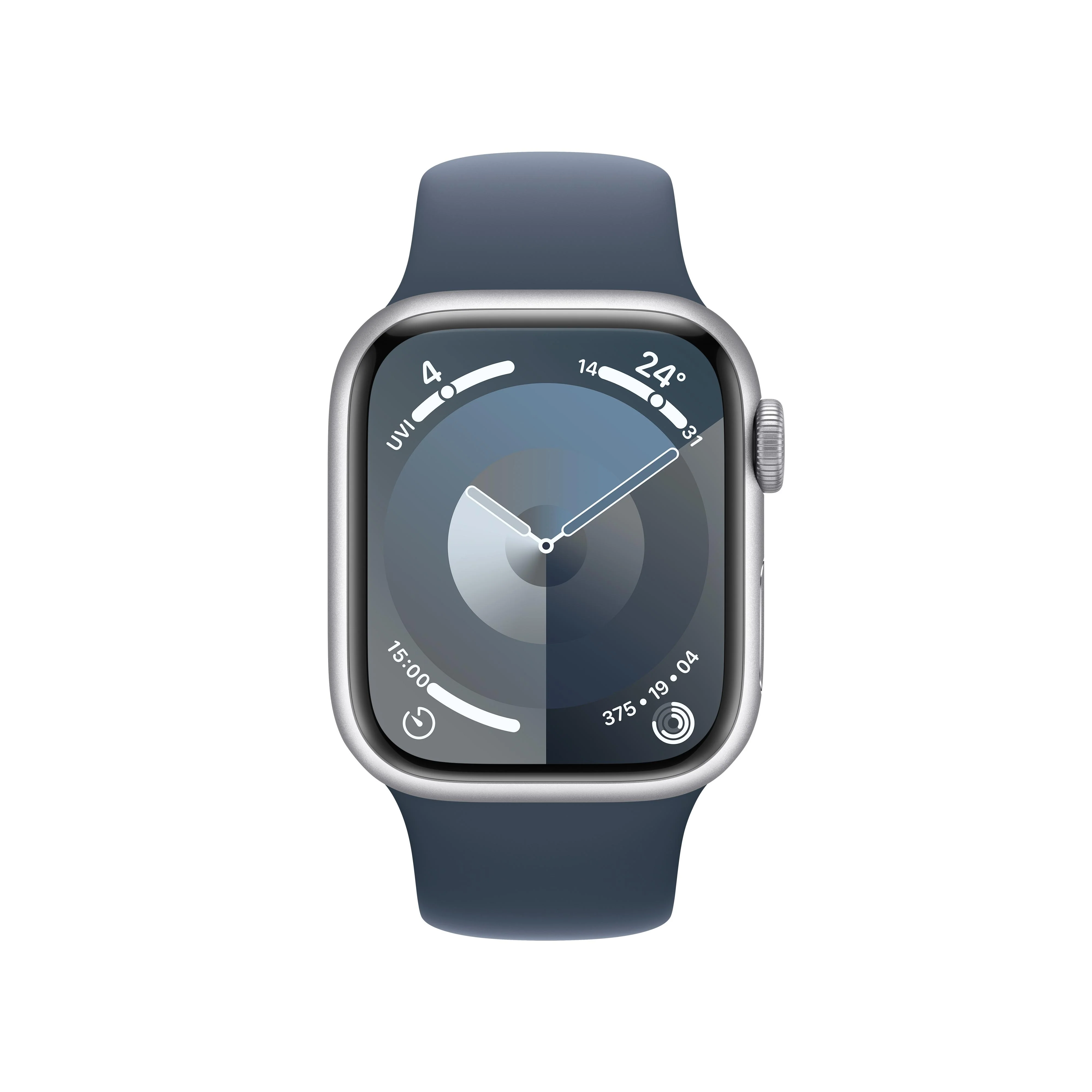 Apple Watch Series 9 GPS + Cellular 41mm Silver Aluminium Case with Storm Blue Sport Band - M/L - Image 2
