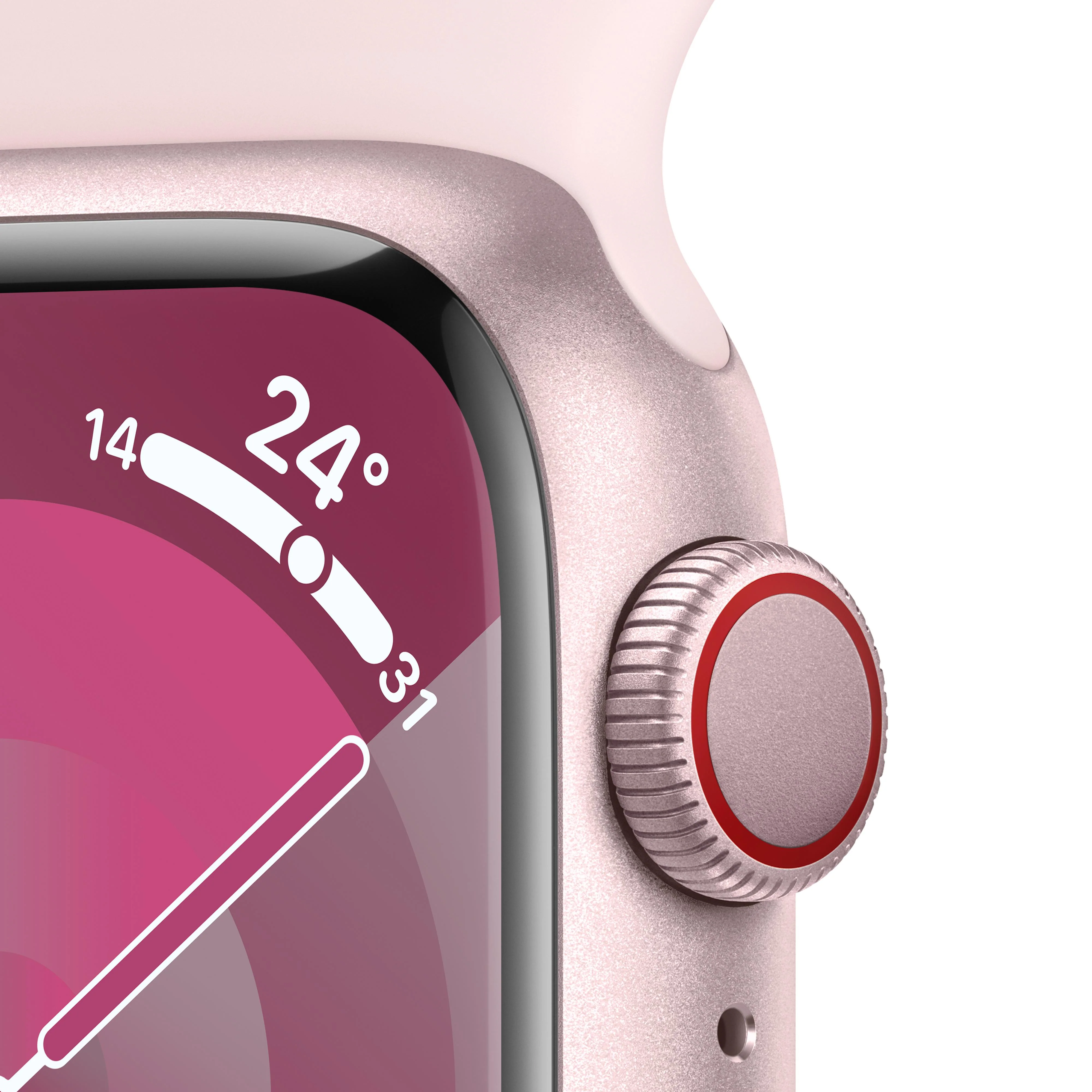 Apple Watch Series 9 GPS + Cellular 41mm Pink Aluminium Case with Light Pink Sport Band - M/L - Image 3