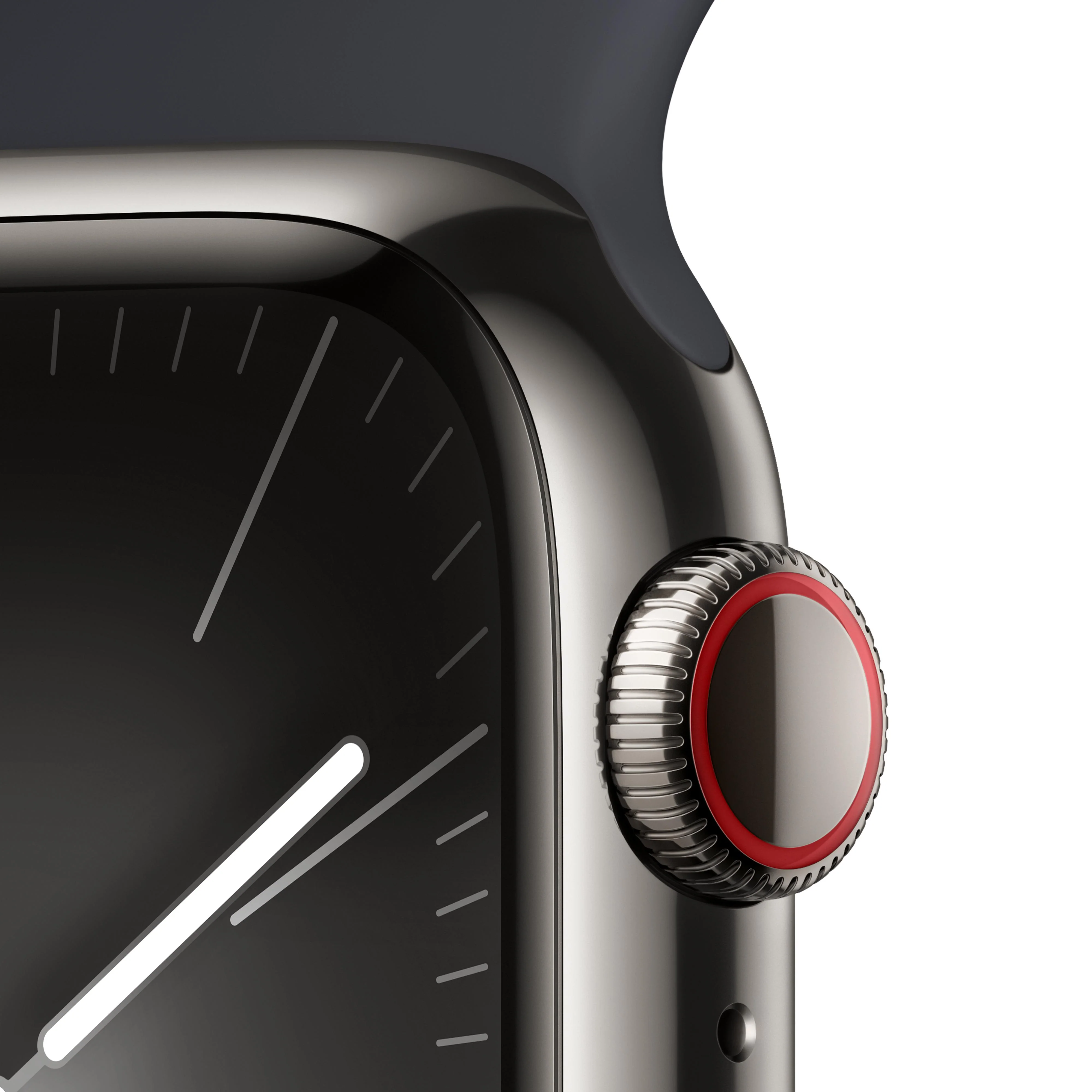 Apple Watch Series 9 GPS + Cellular 41mm Graphite Stainless Steel Case with Midnight Sport Band - M/L - Image 3
