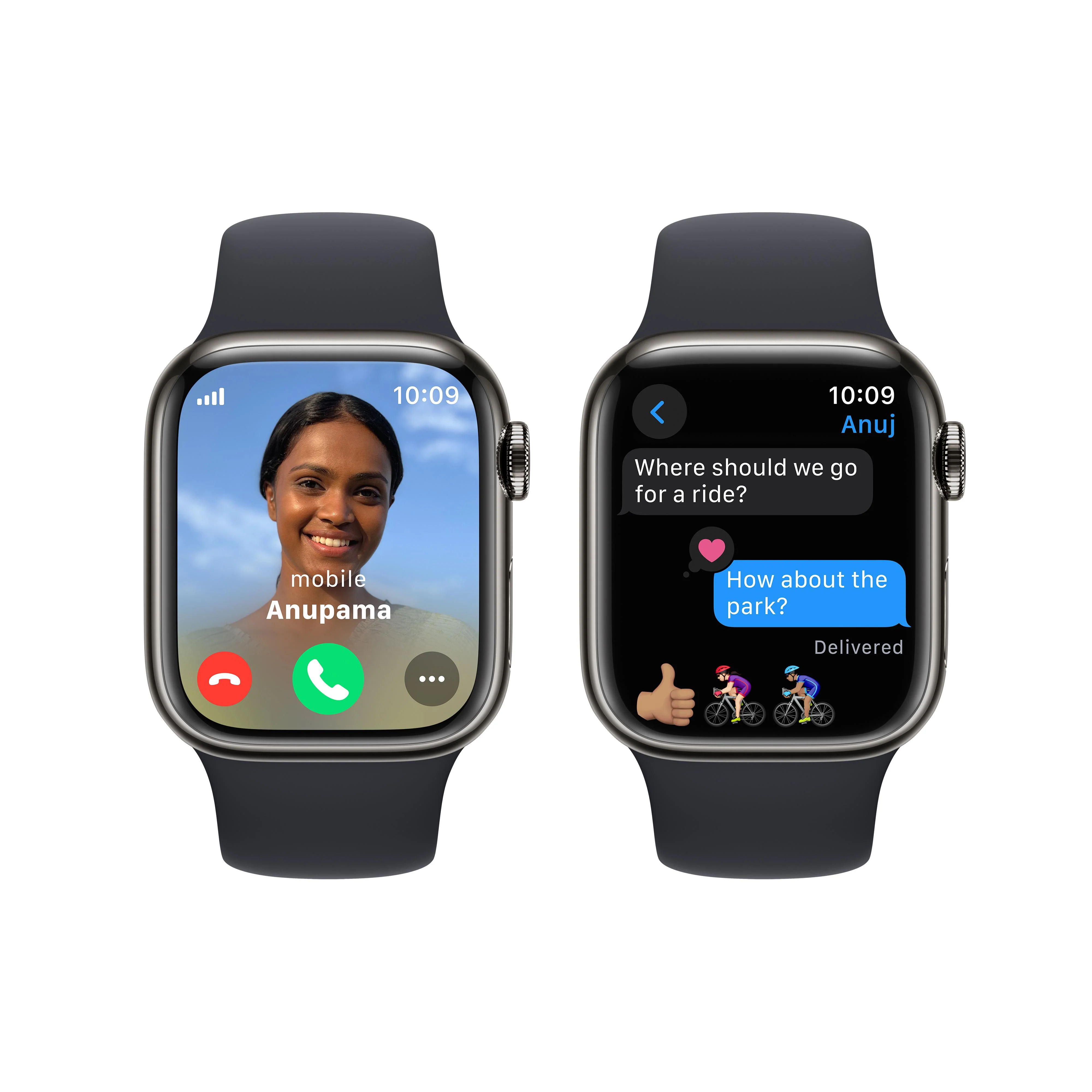 Apple Watch Series 9 GPS + Cellular 41mm Graphite Stainless Steel Case with Midnight Sport Band - M/L - Image 6