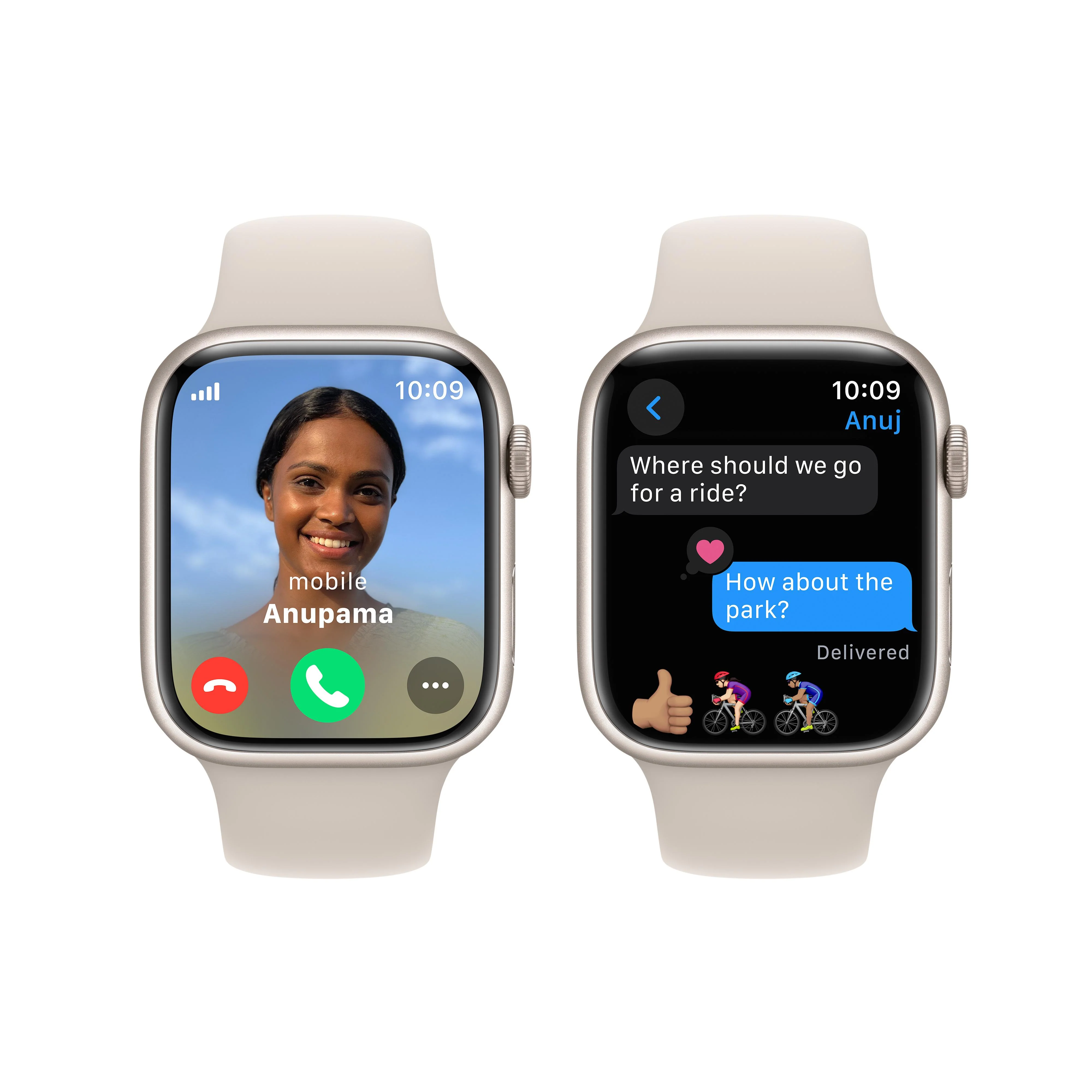 Apple Watch Series 9 GPS + Cellular 45mm Starlight Aluminium Case with Starlight Sport Band - S/M - Image 6