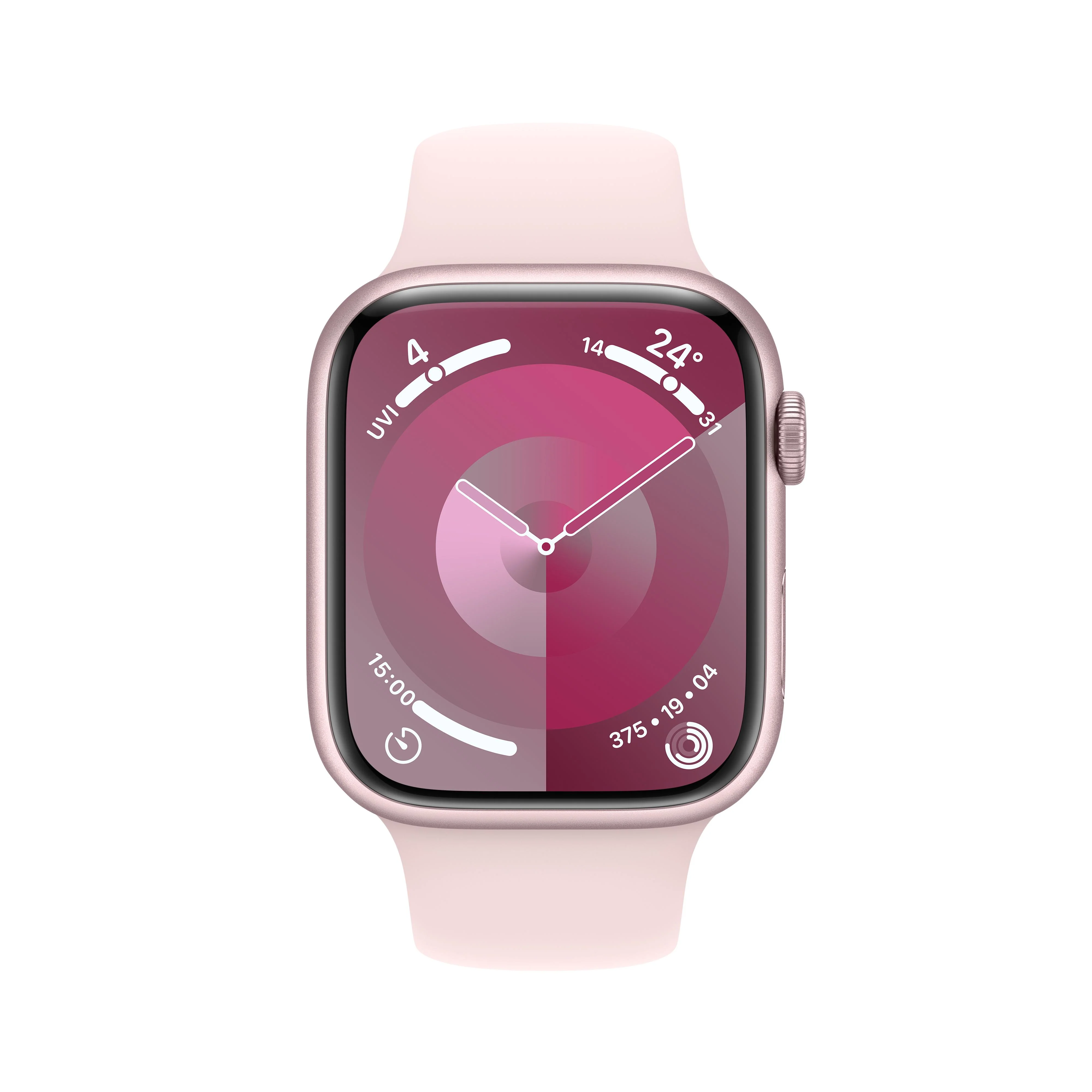 Apple Watch Series 9 GPS + Cellular 45mm Pink Aluminium Case with Light Pink Sport Band - S/M - Image 2