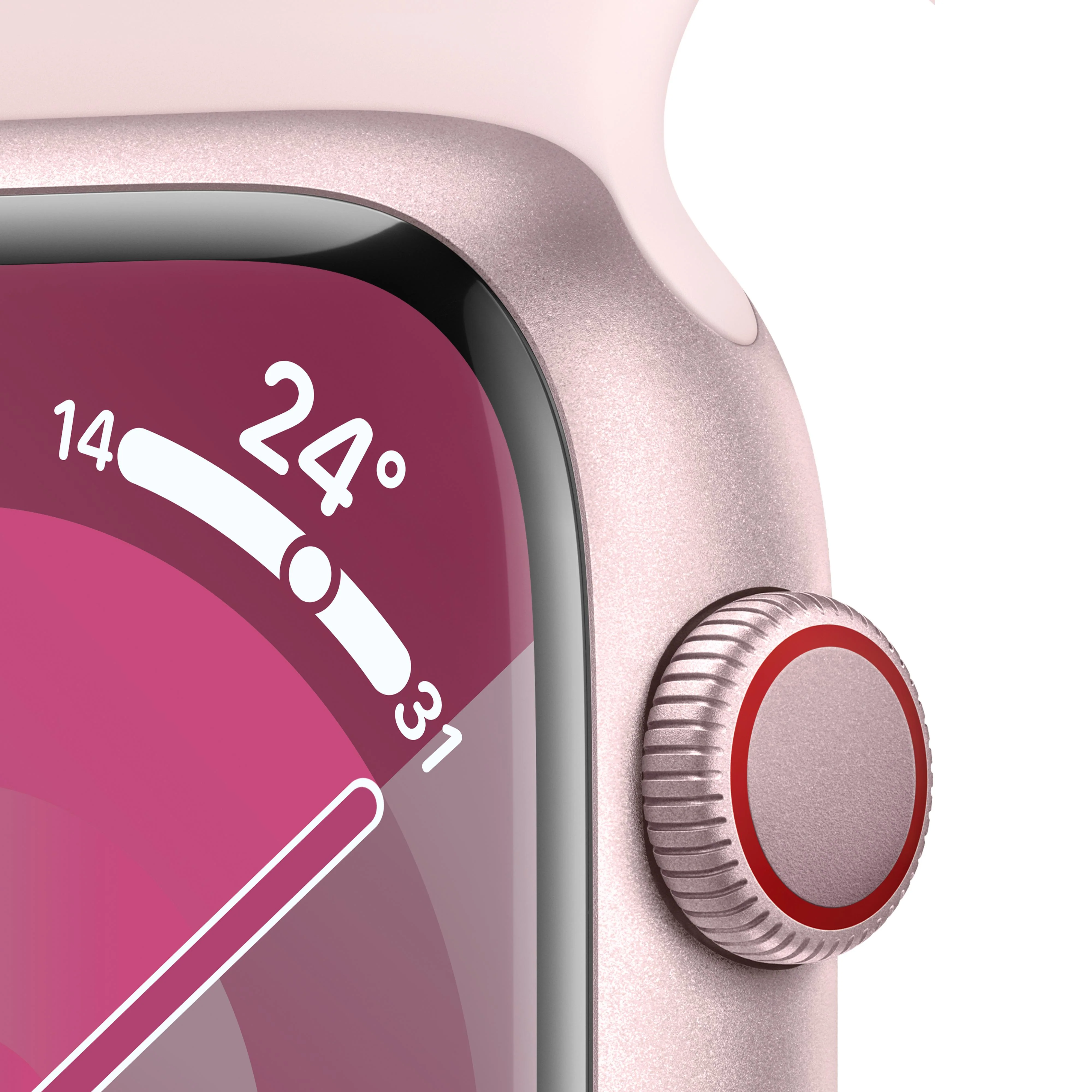 Apple Watch Series 9 GPS + Cellular 45mm Pink Aluminium Case with Light Pink Sport Band - S/M - Image 3