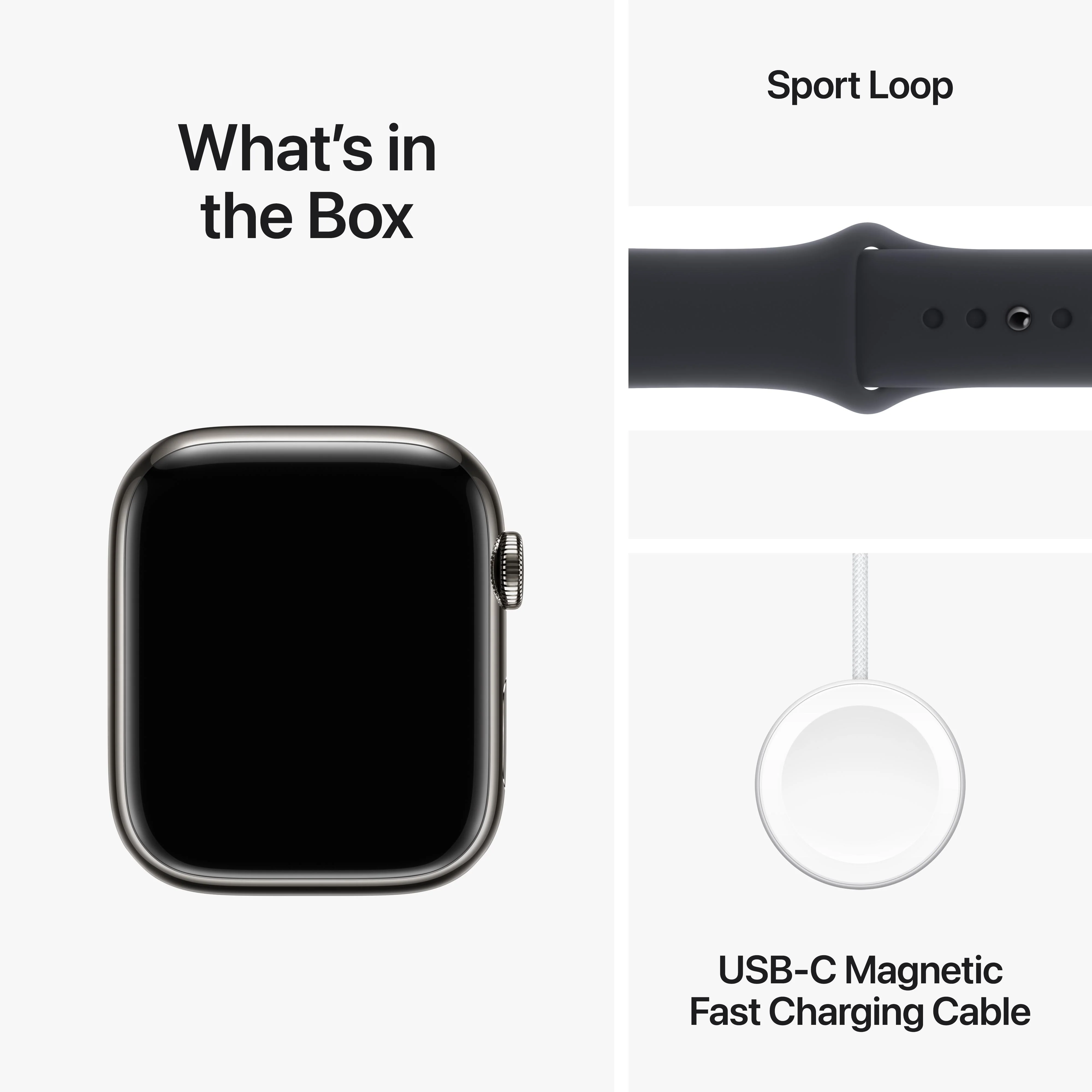 Apple Watch Series 9 GPS + Cellular 45mm Graphite Stainless Steel Case with Midnight Sport Band - M/L - Image 10